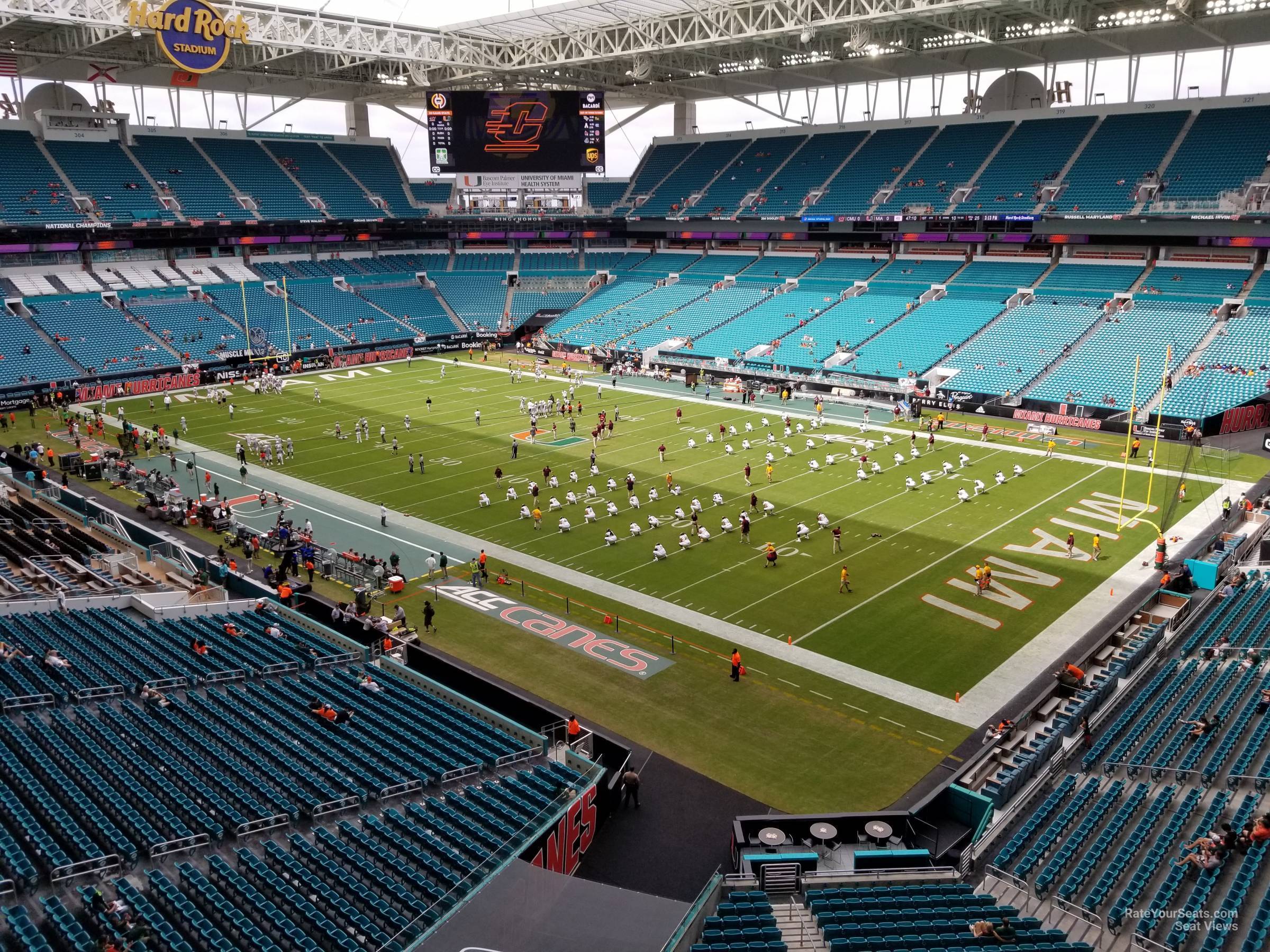 section 339, row 2w seat view  for football - hard rock stadium