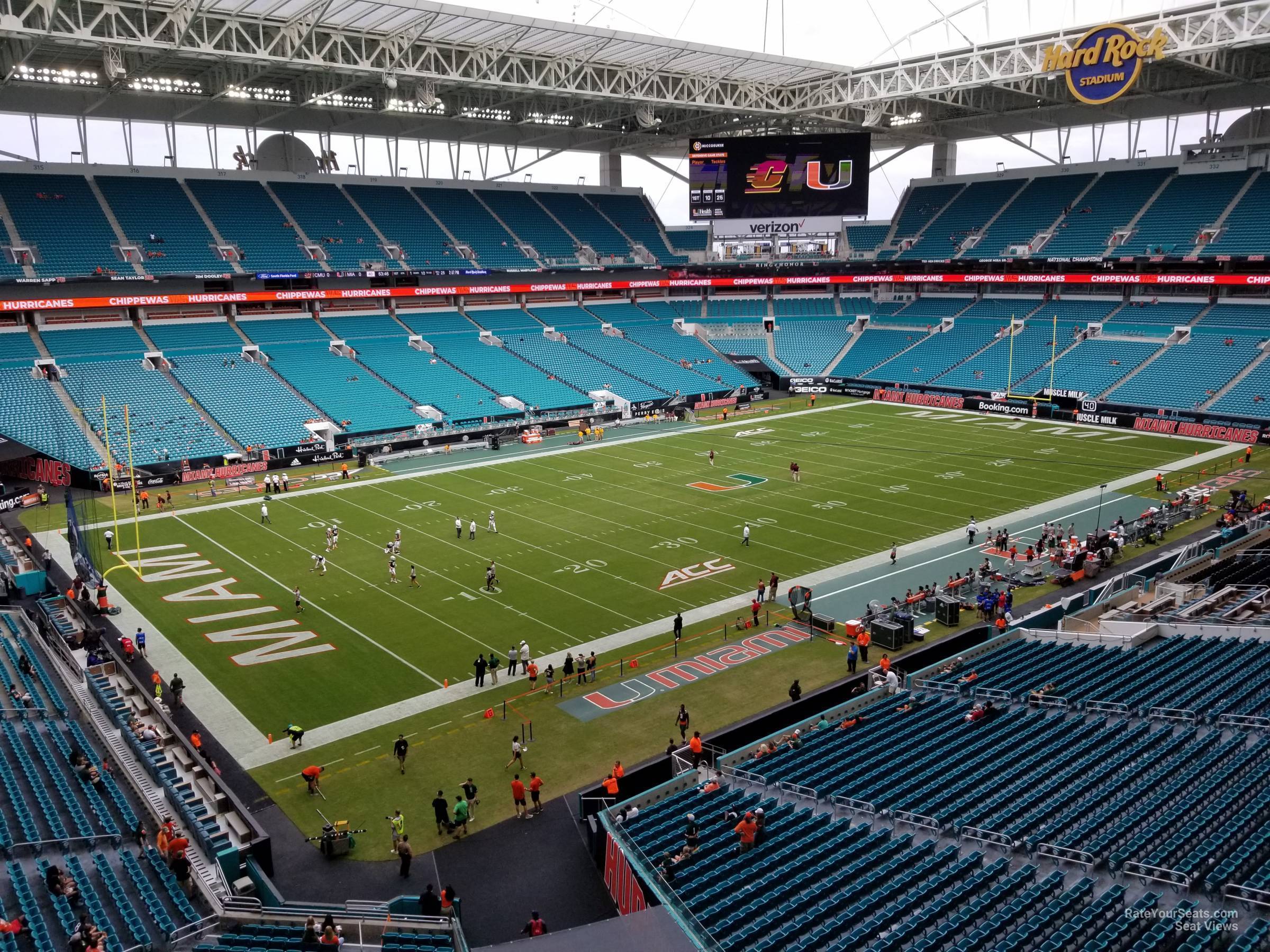 section 353, row 2w seat view  for football - hard rock stadium