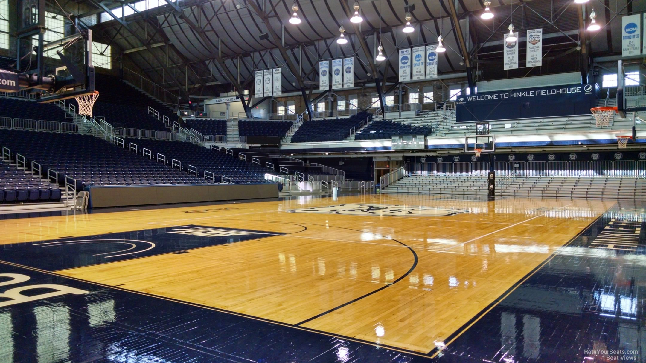 section 123, row 1 seat view  - hinkle fieldhouse