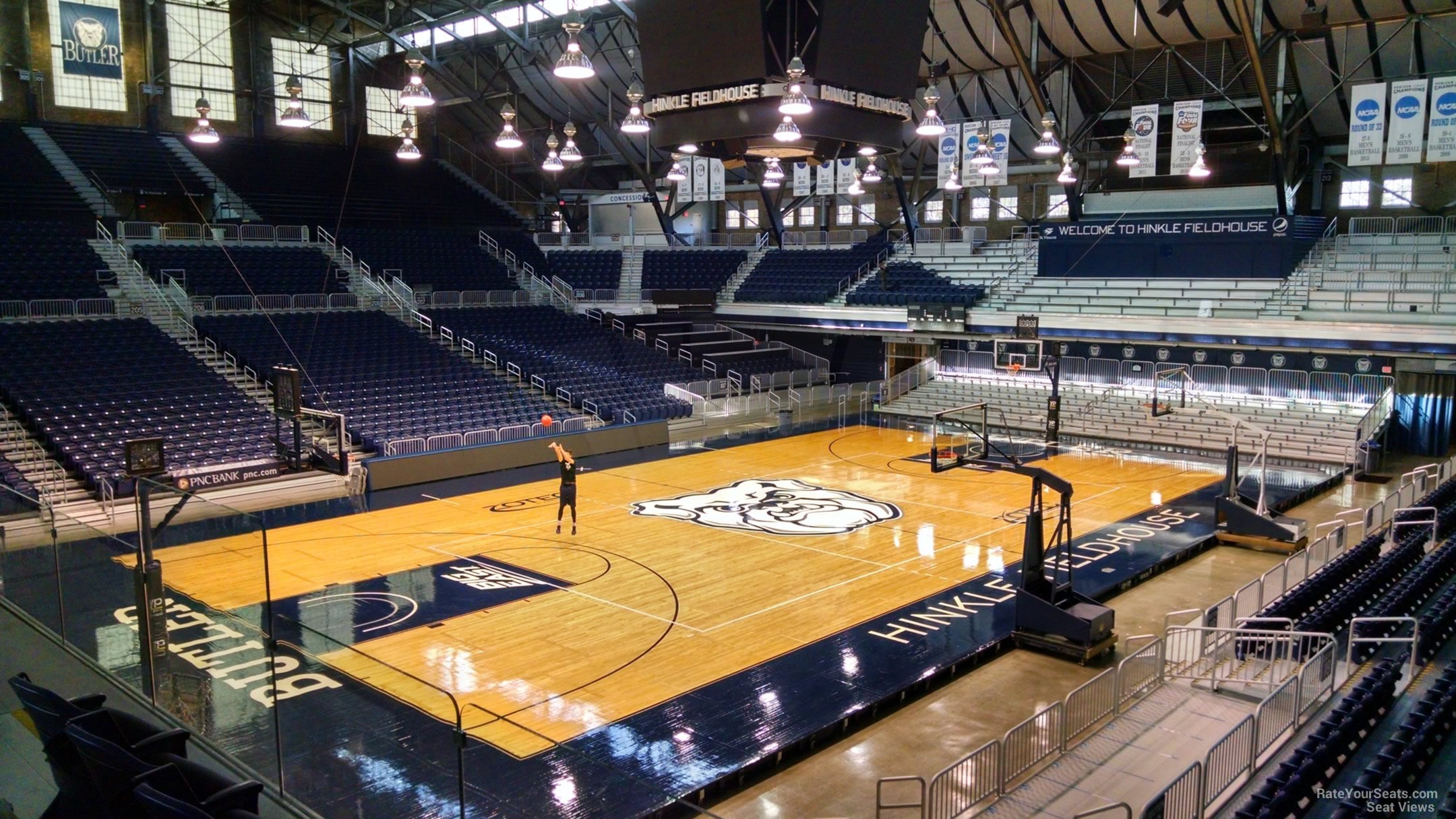 section 222, row 3 seat view  - hinkle fieldhouse