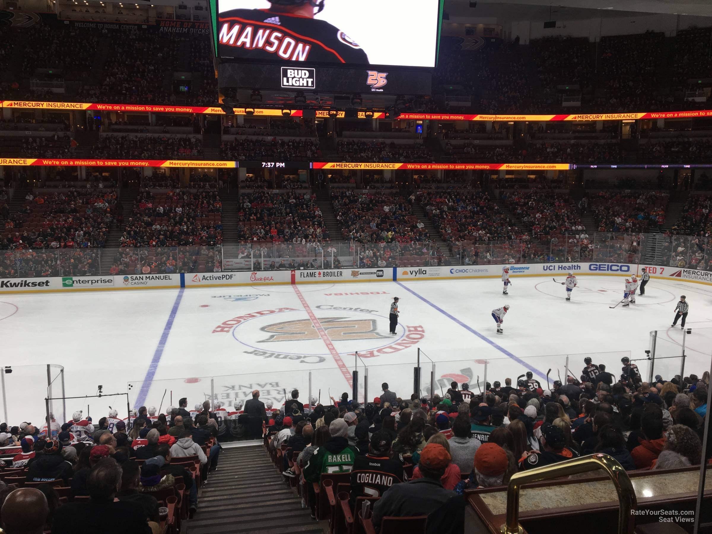 section 209, row s seat view  for hockey - honda center