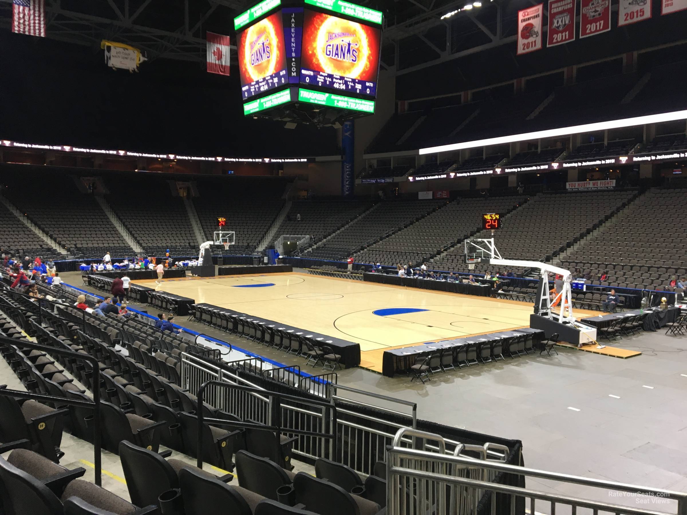 section 100, row l seat view  for basketball - vystar veterans memorial arena