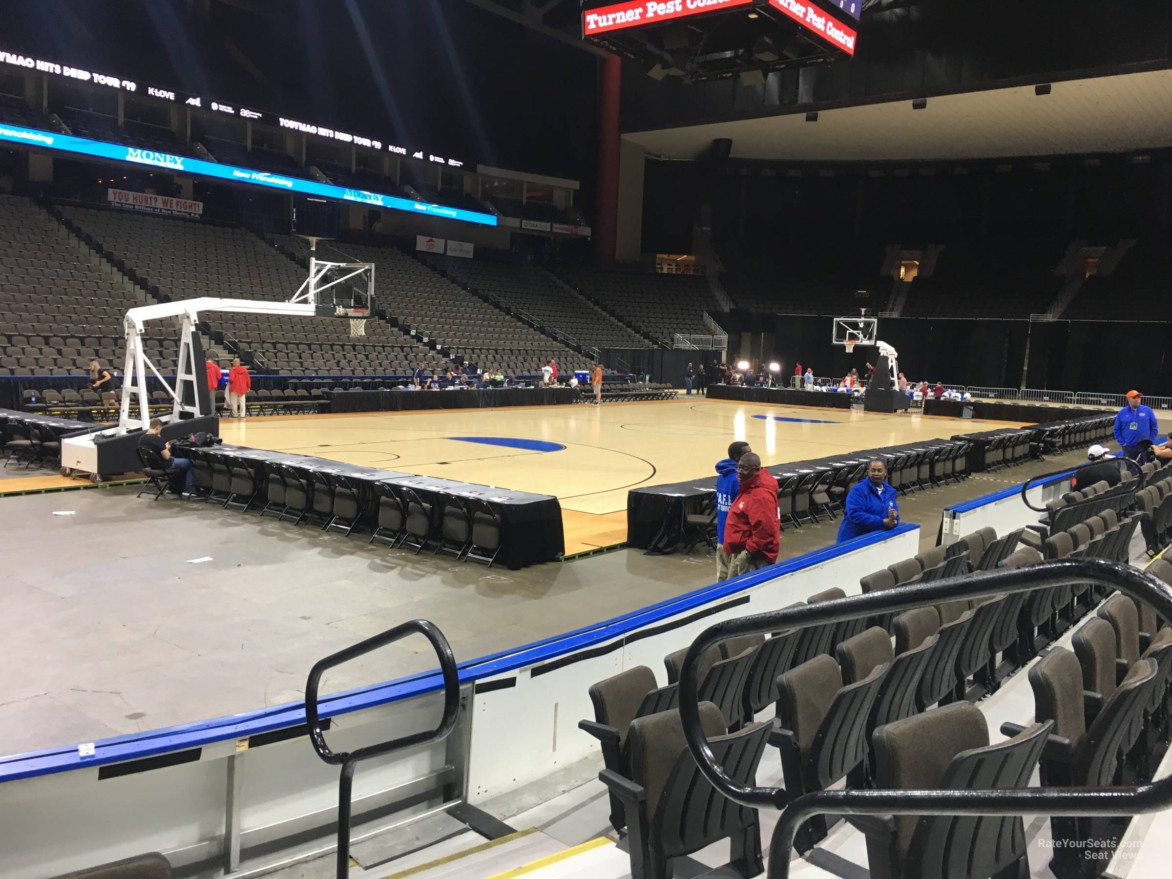 section 106, row e seat view  for basketball - vystar veterans memorial arena