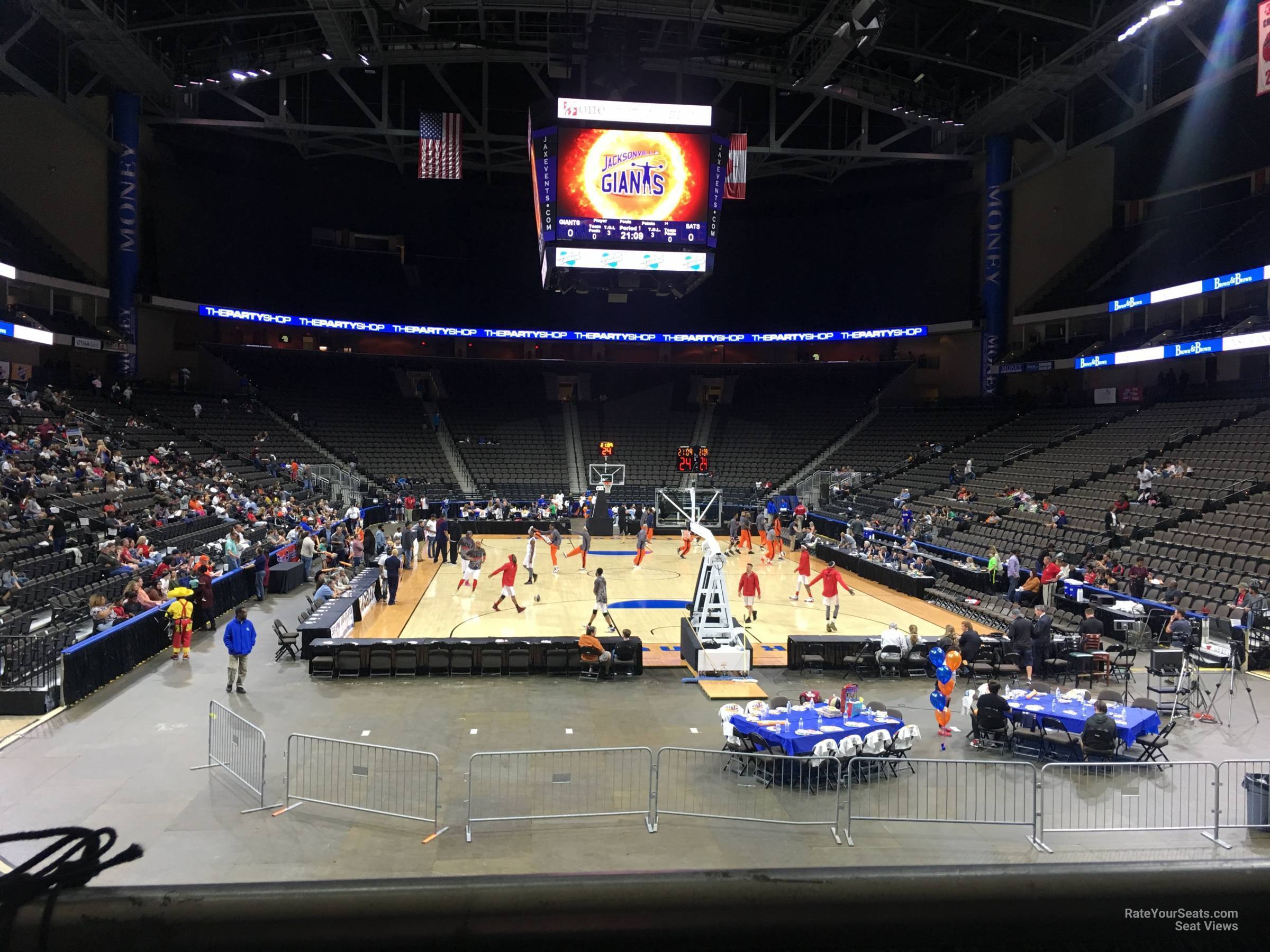 section 120, row s seat view  for basketball - vystar veterans memorial arena
