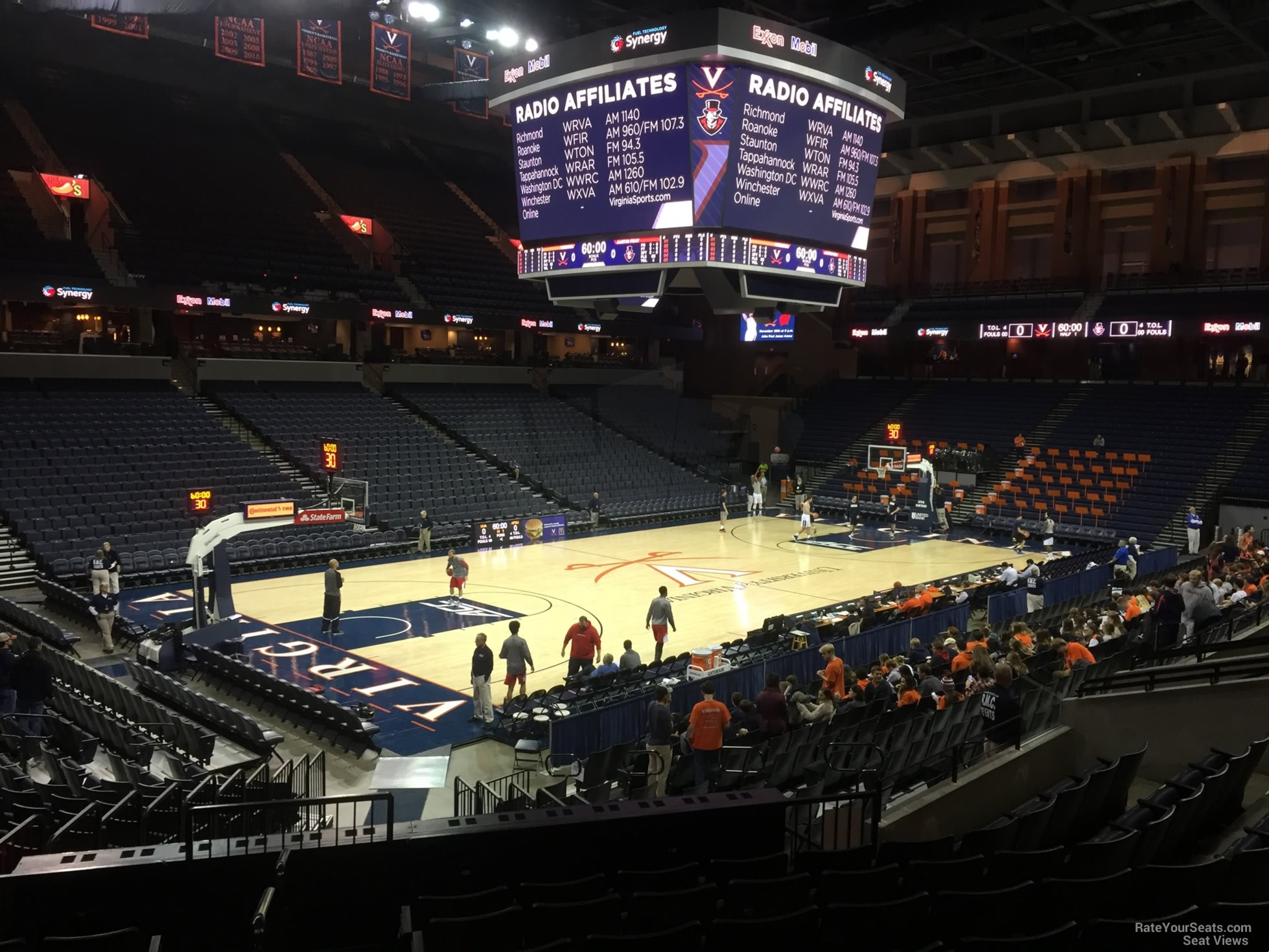 section 106, row v seat view  for basketball - john paul jones arena