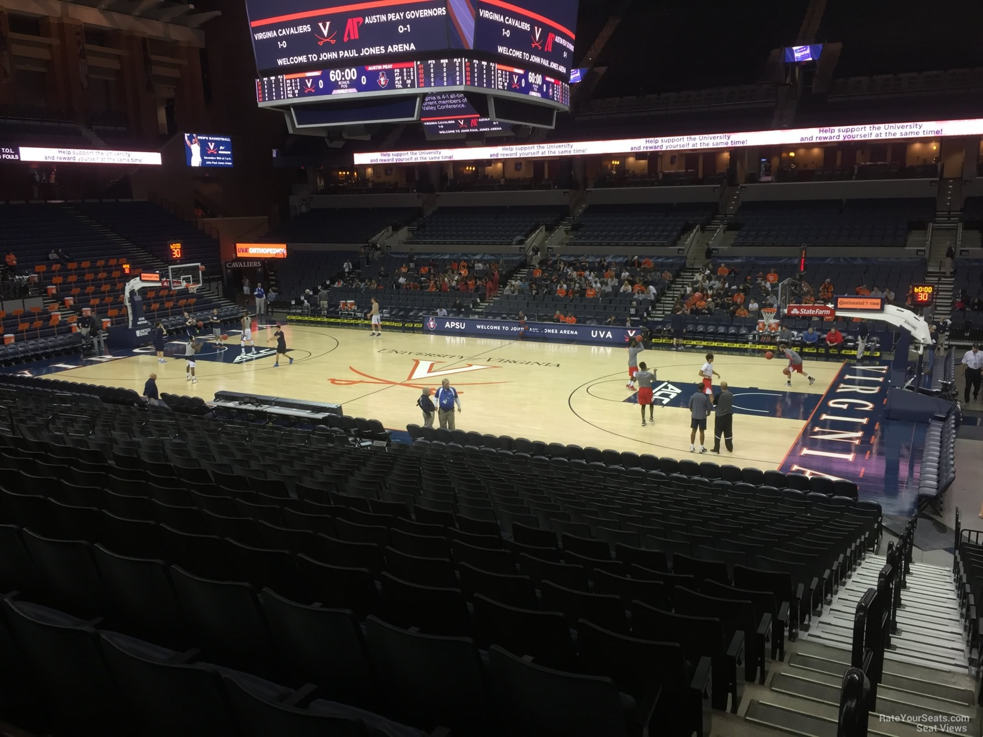 section 112, row v seat view  for basketball - john paul jones arena