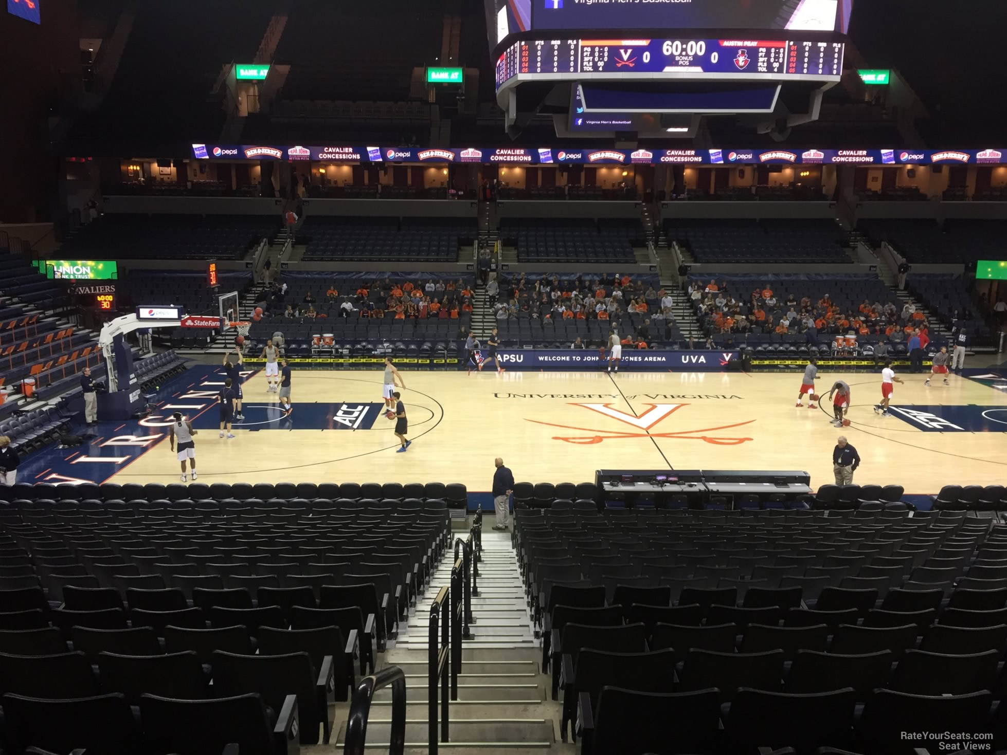 section 114, row v seat view  for basketball - john paul jones arena