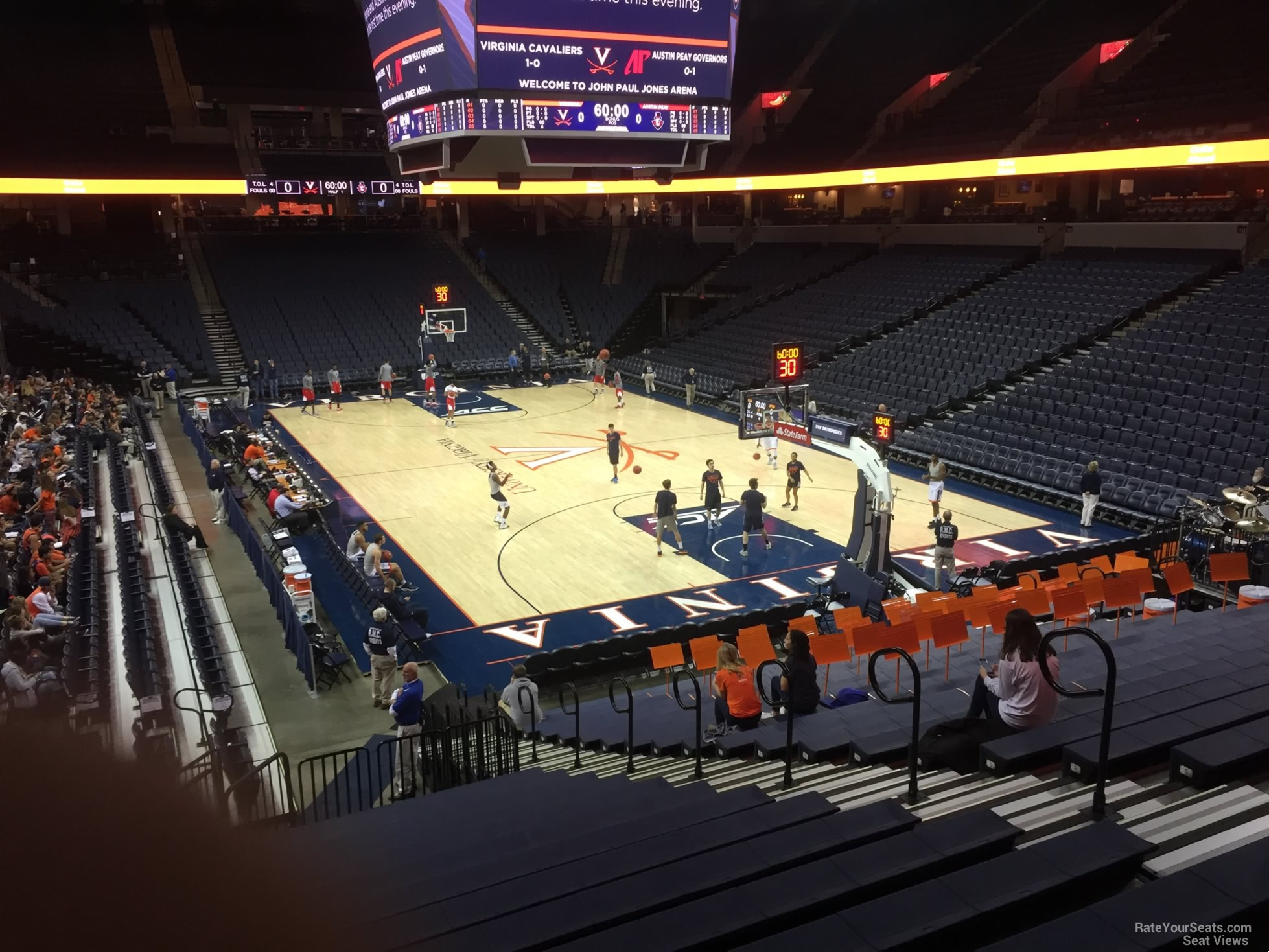 section 119, row v seat view  for basketball - john paul jones arena