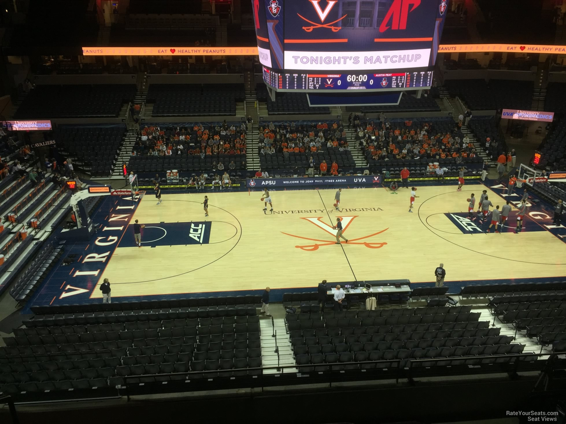 section 313, row e seat view  for basketball - john paul jones arena