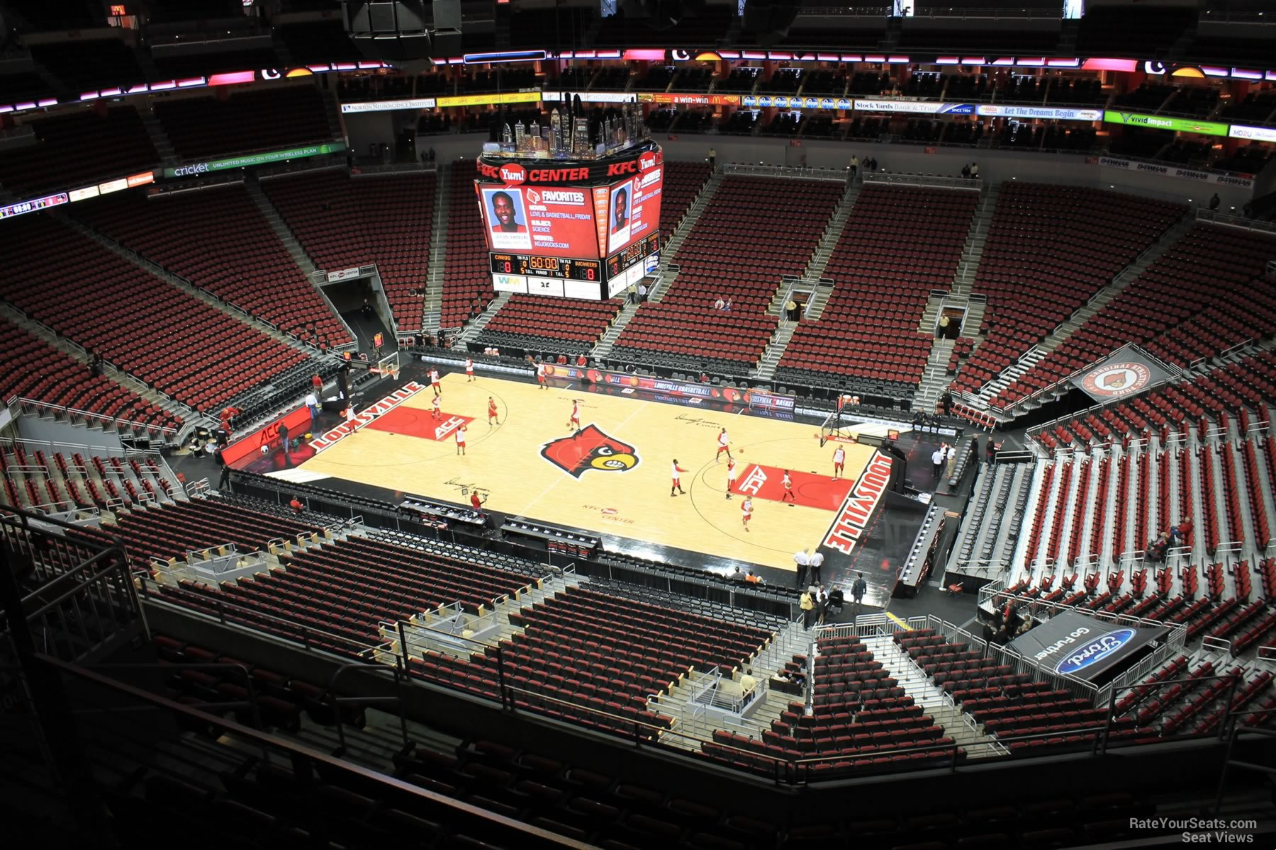 section 306, row j seat view  for basketball - kfc yum! center