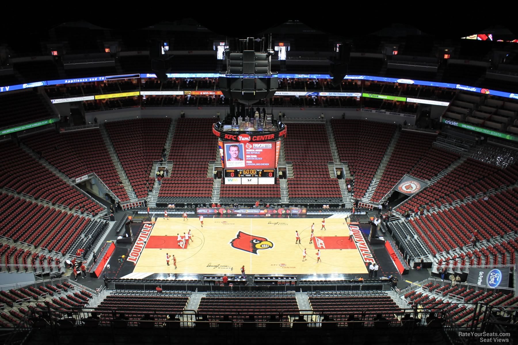 section 308, row r seat view for basketball - kfc yum! center. 