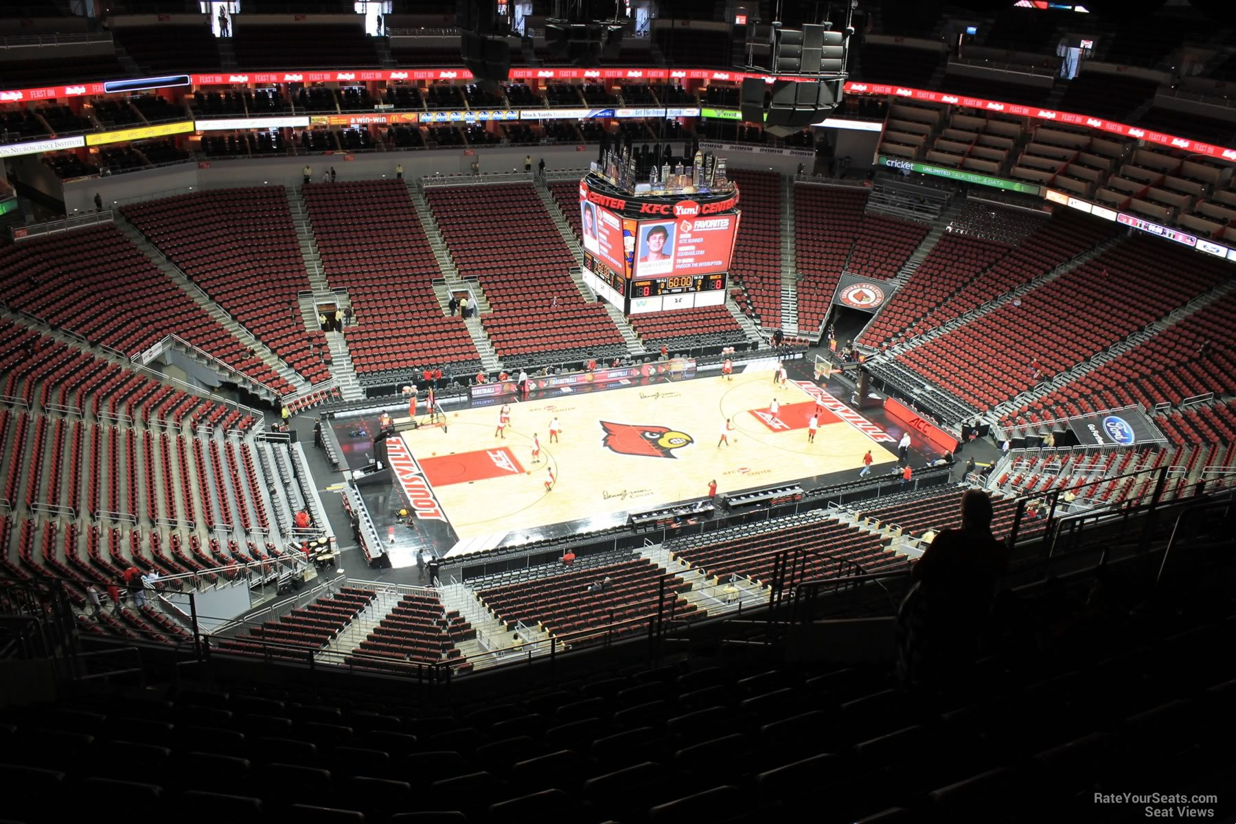 section 310, row r seat view  for basketball - kfc yum! center