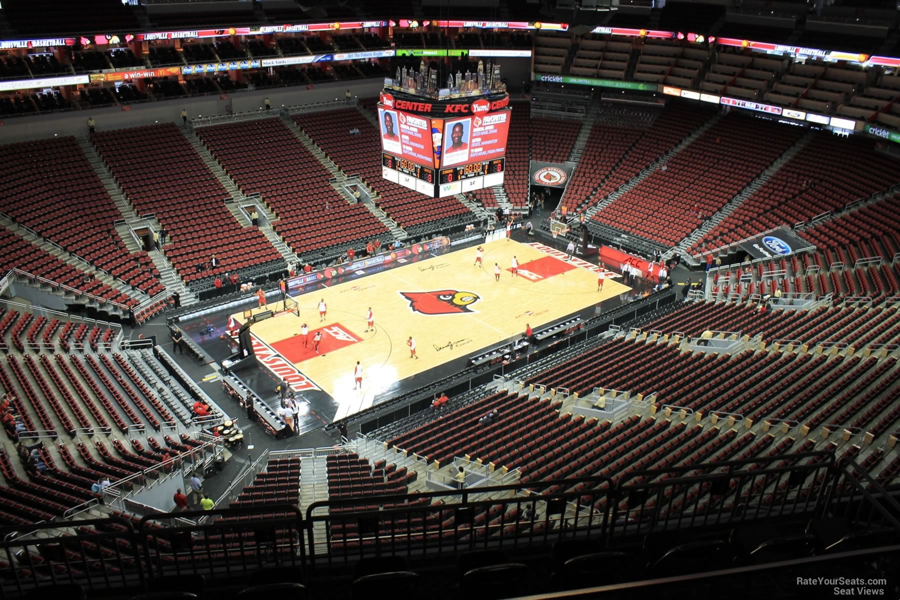 section 311, row j seat view for basketball - kfc yum! center