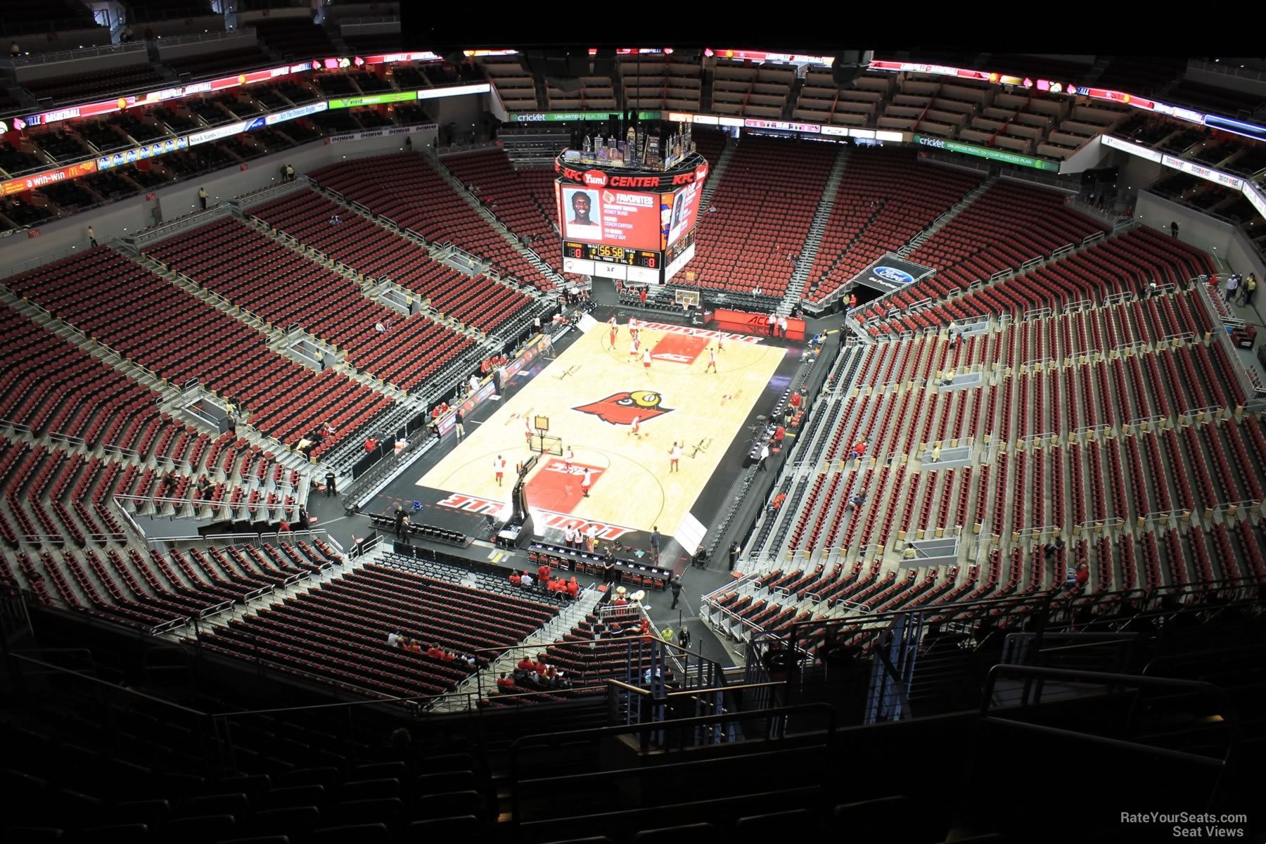 section 314, row r seat view  for basketball - kfc yum! center