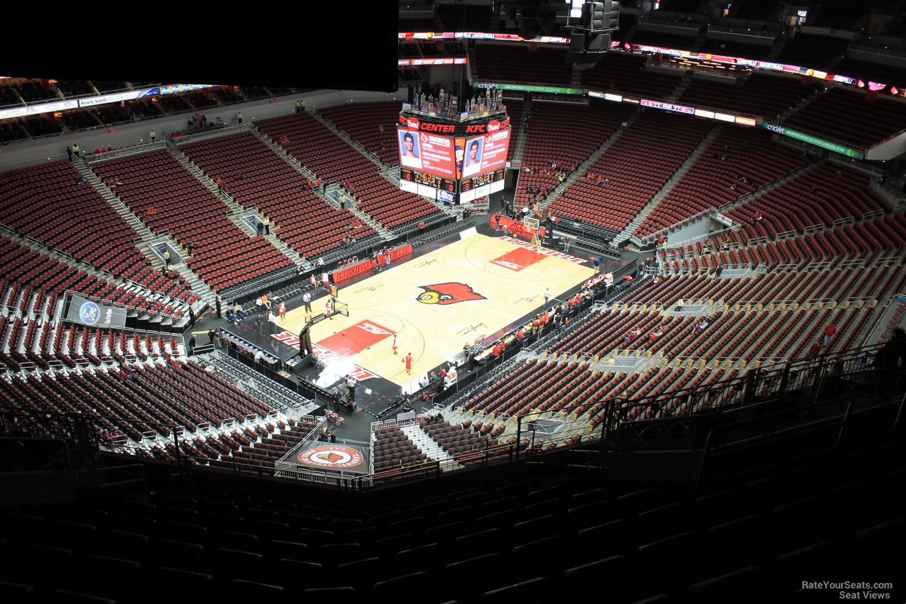 section 327, row r seat view  for basketball - kfc yum! center