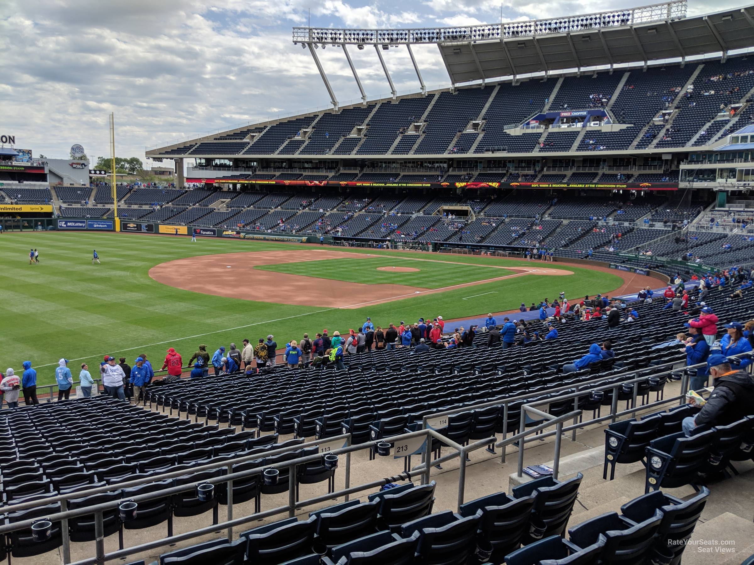 section 213, row ff seat view - kauffman stadium