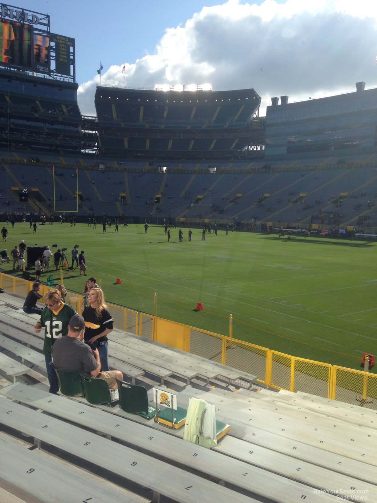 section 109, row 15 seat view  for football - lambeau field