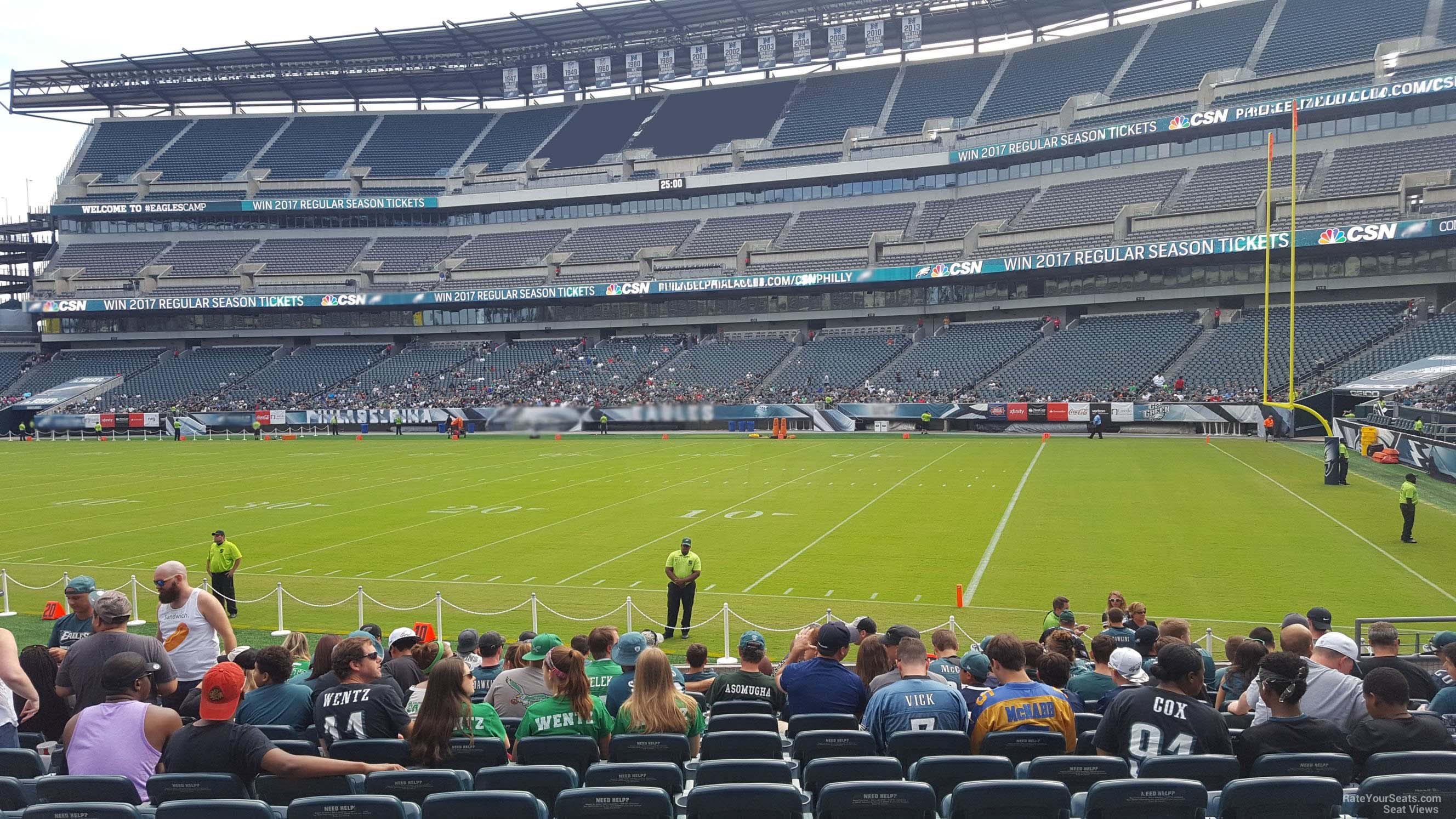 section 105, row 12 seat view  for football - lincoln financial field