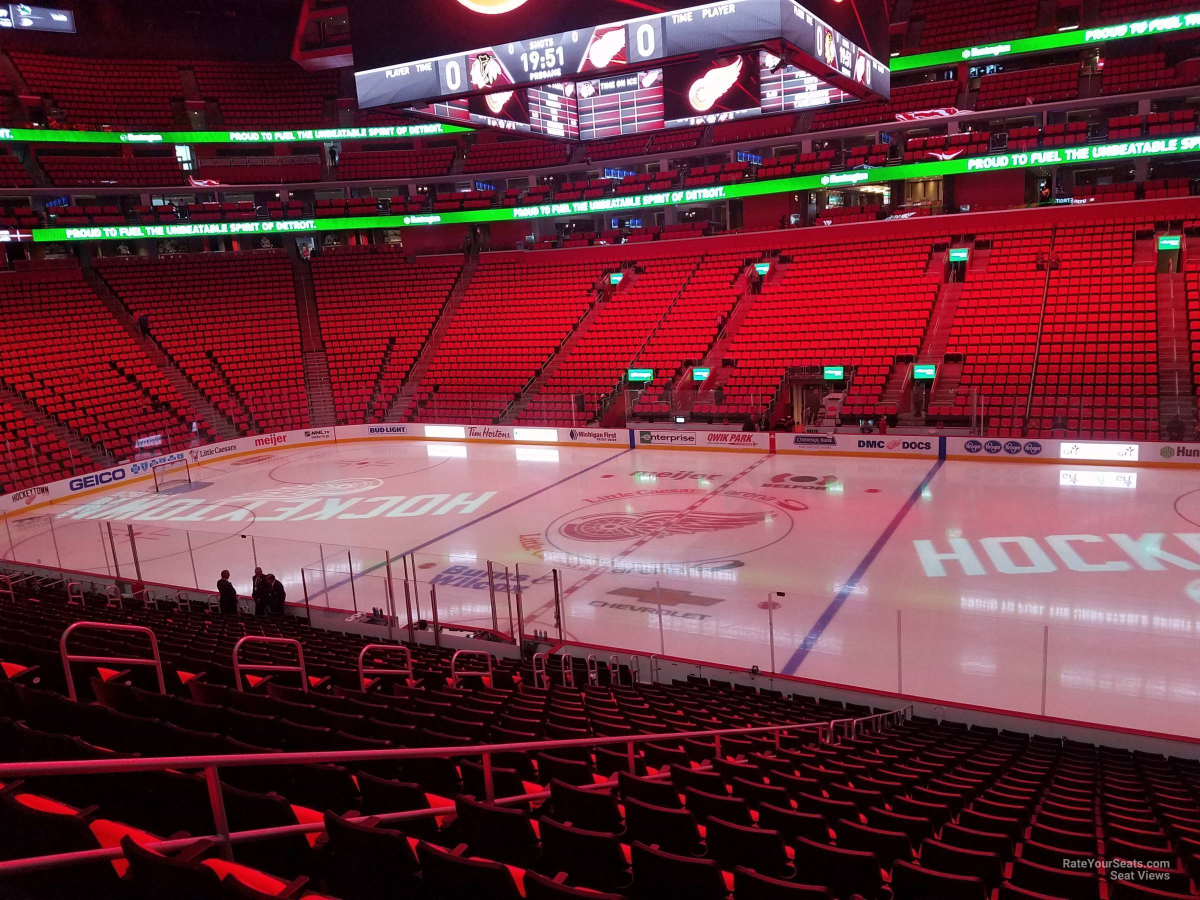 section 107, row 21 seat view  for hockey - little caesars arena