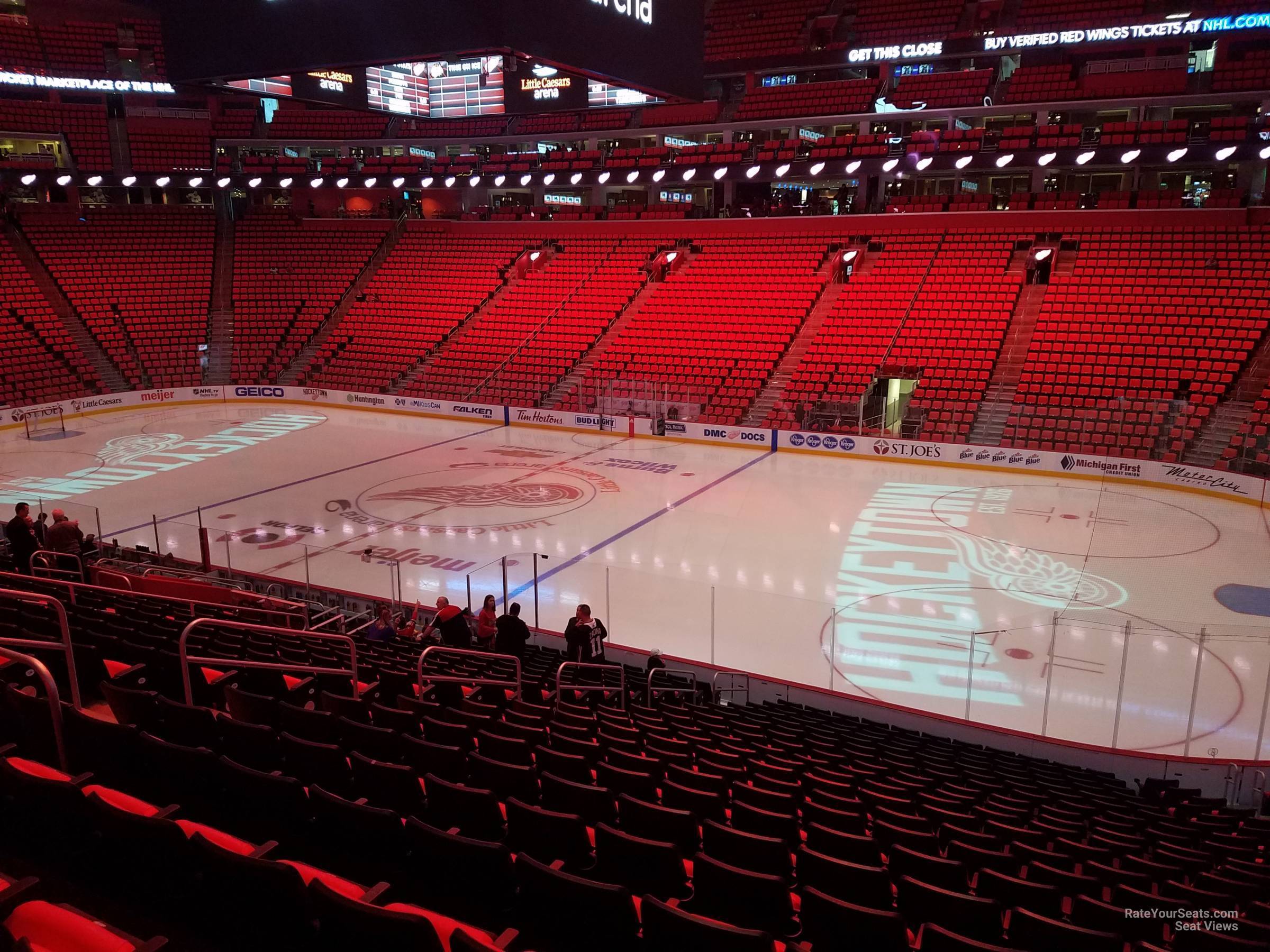 Little Caesars Arena, section 119, home of Detroit Pistons