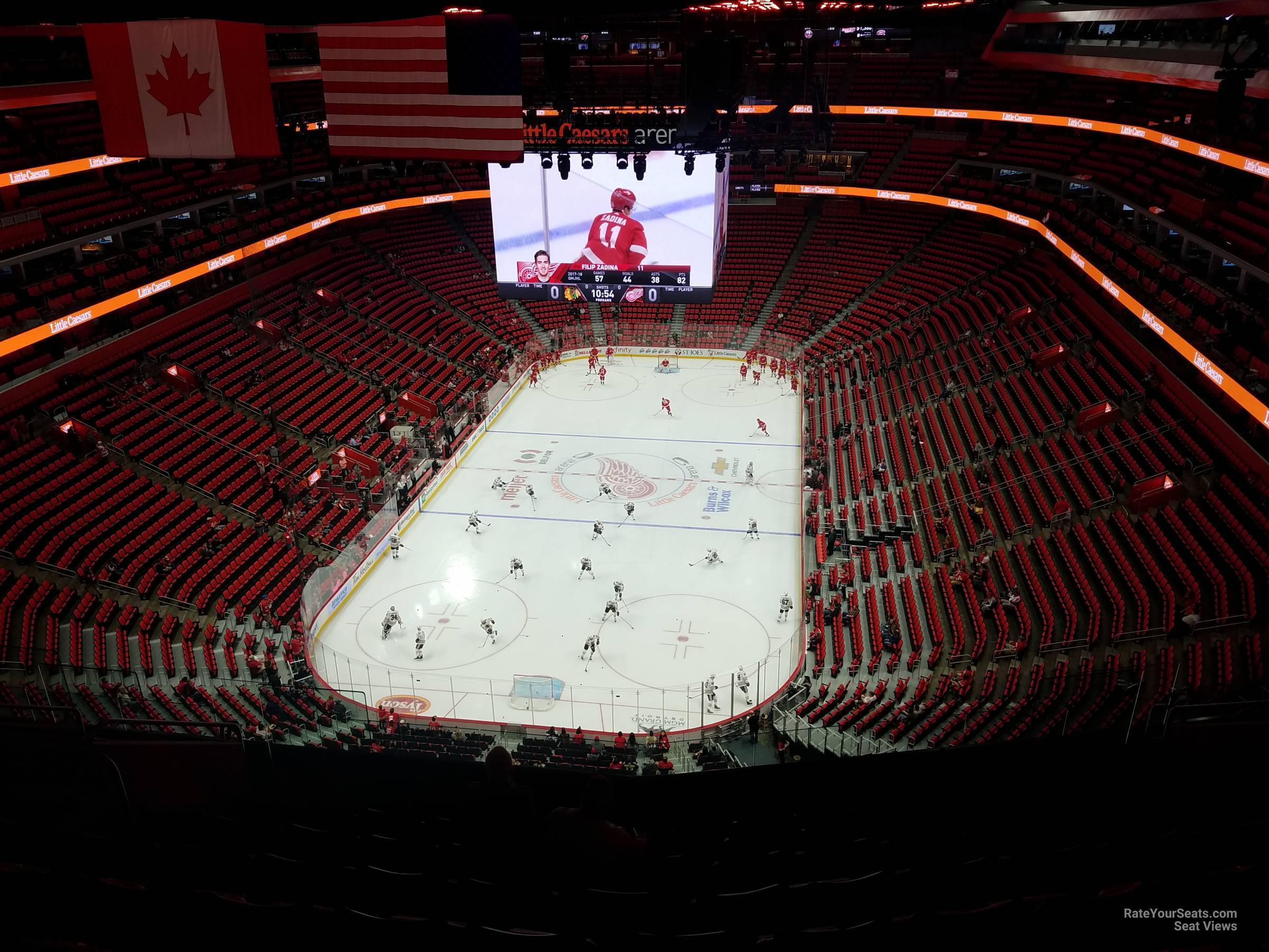 Little Caesars Arena, section 218, home of Detroit Pistons