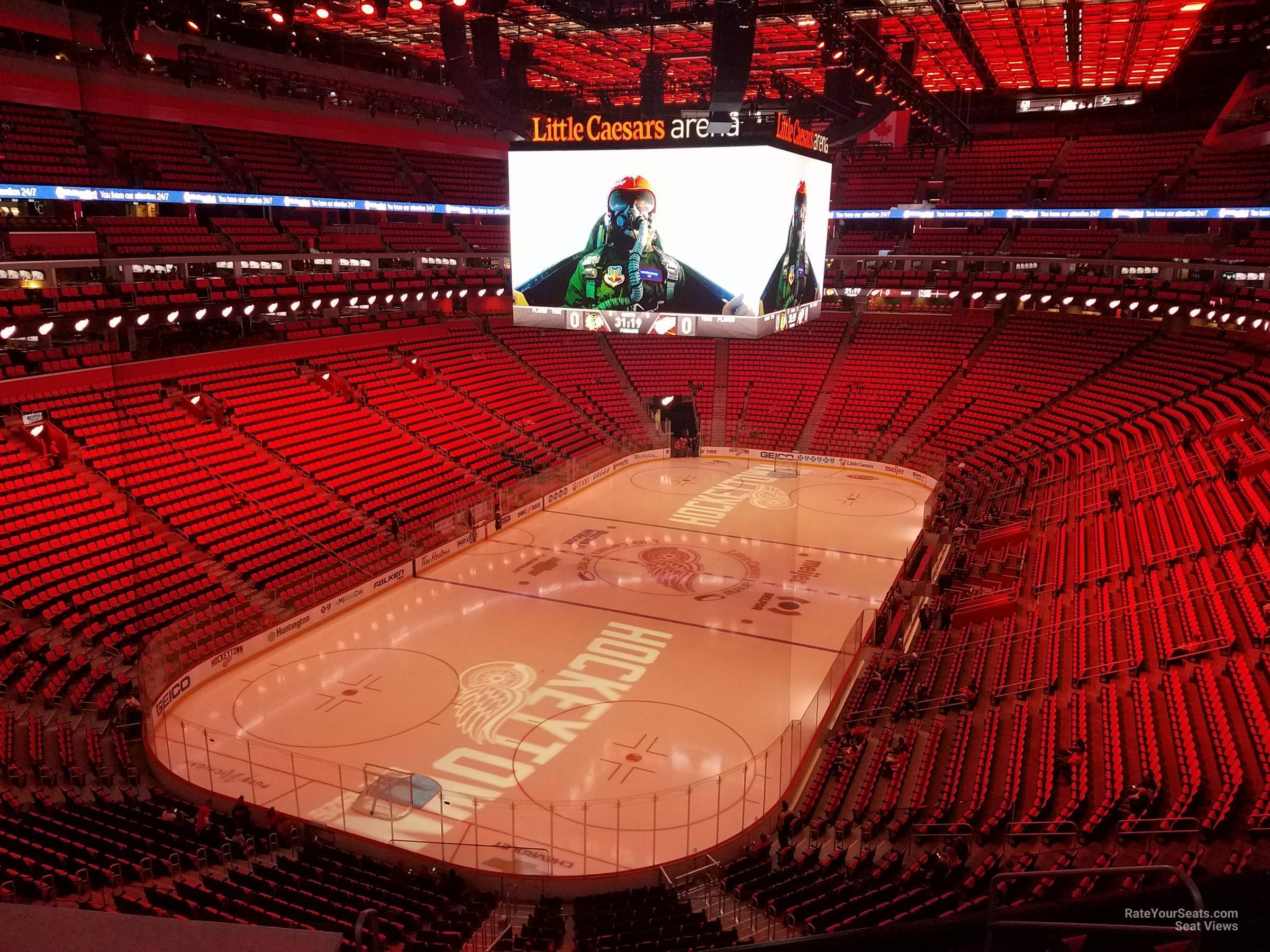 mezzanine 1, row 4 seat view  for hockey - little caesars arena