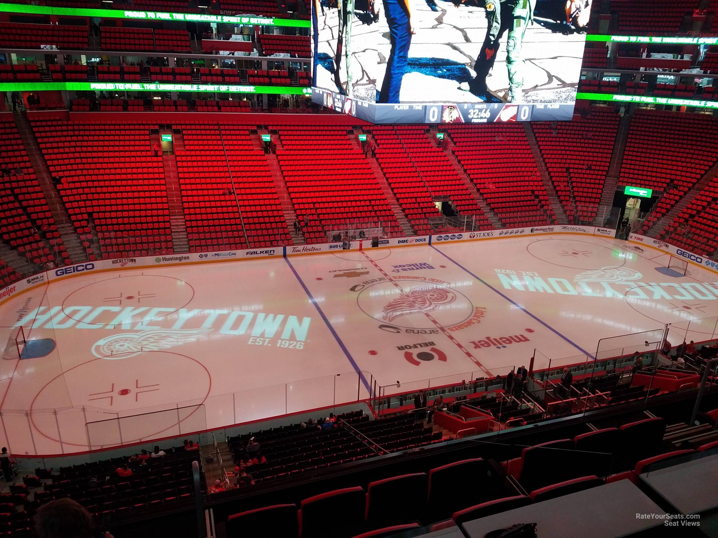 mezzanine 30, row 1 seat view  for hockey - little caesars arena