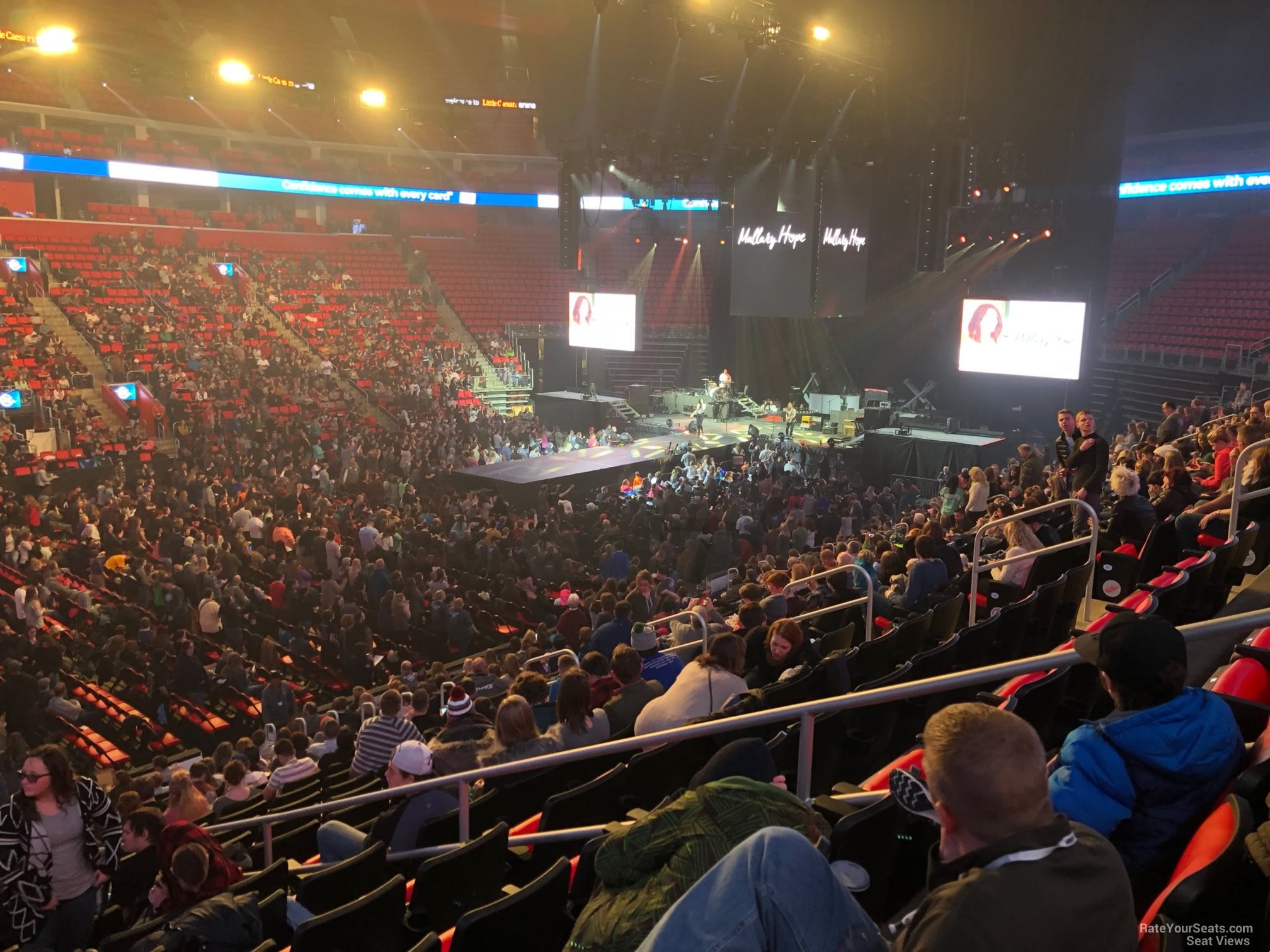 Little Caesars Arena, section 119, home of Detroit Pistons