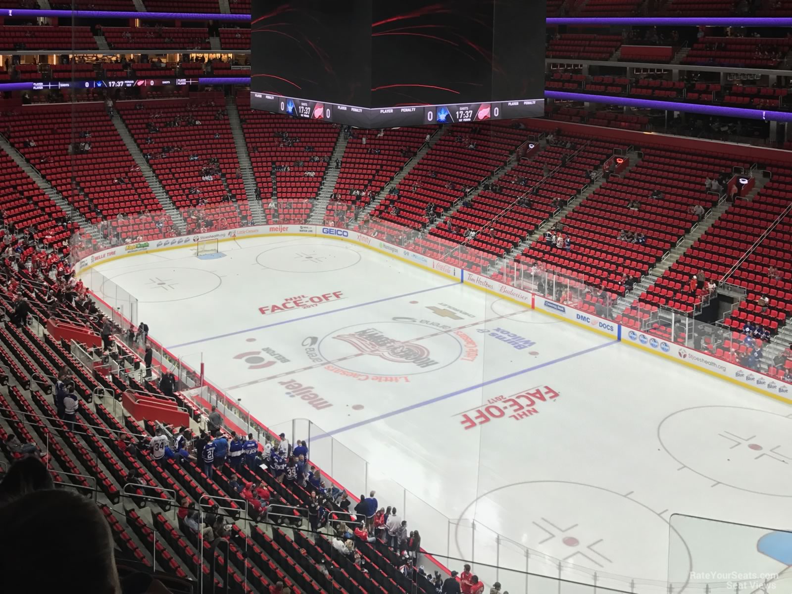 Little Caesars Arena front and last row views 
