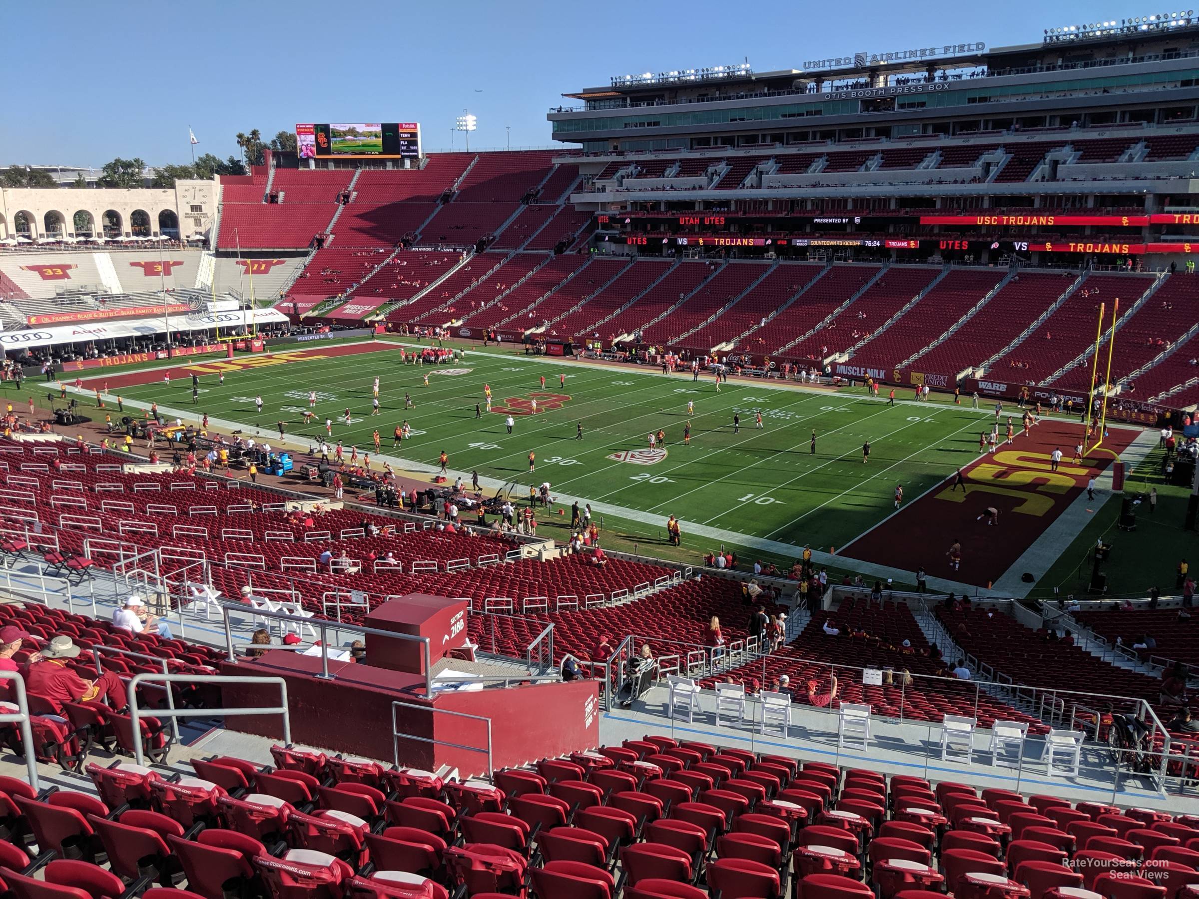 section 218b, row 15 seat view for football - los angeles memorial coliseum