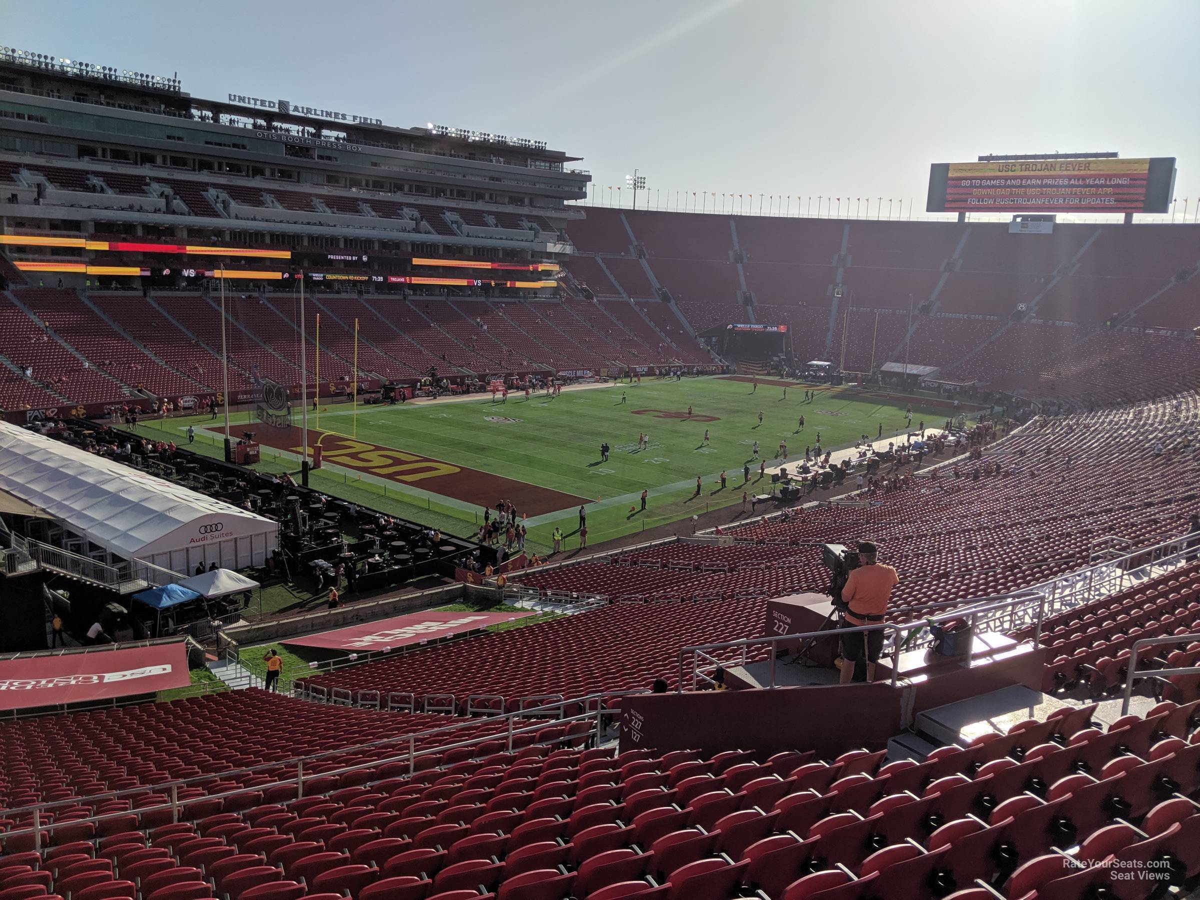 section 227, row 15 seat view for football - los angeles memorial coliseum