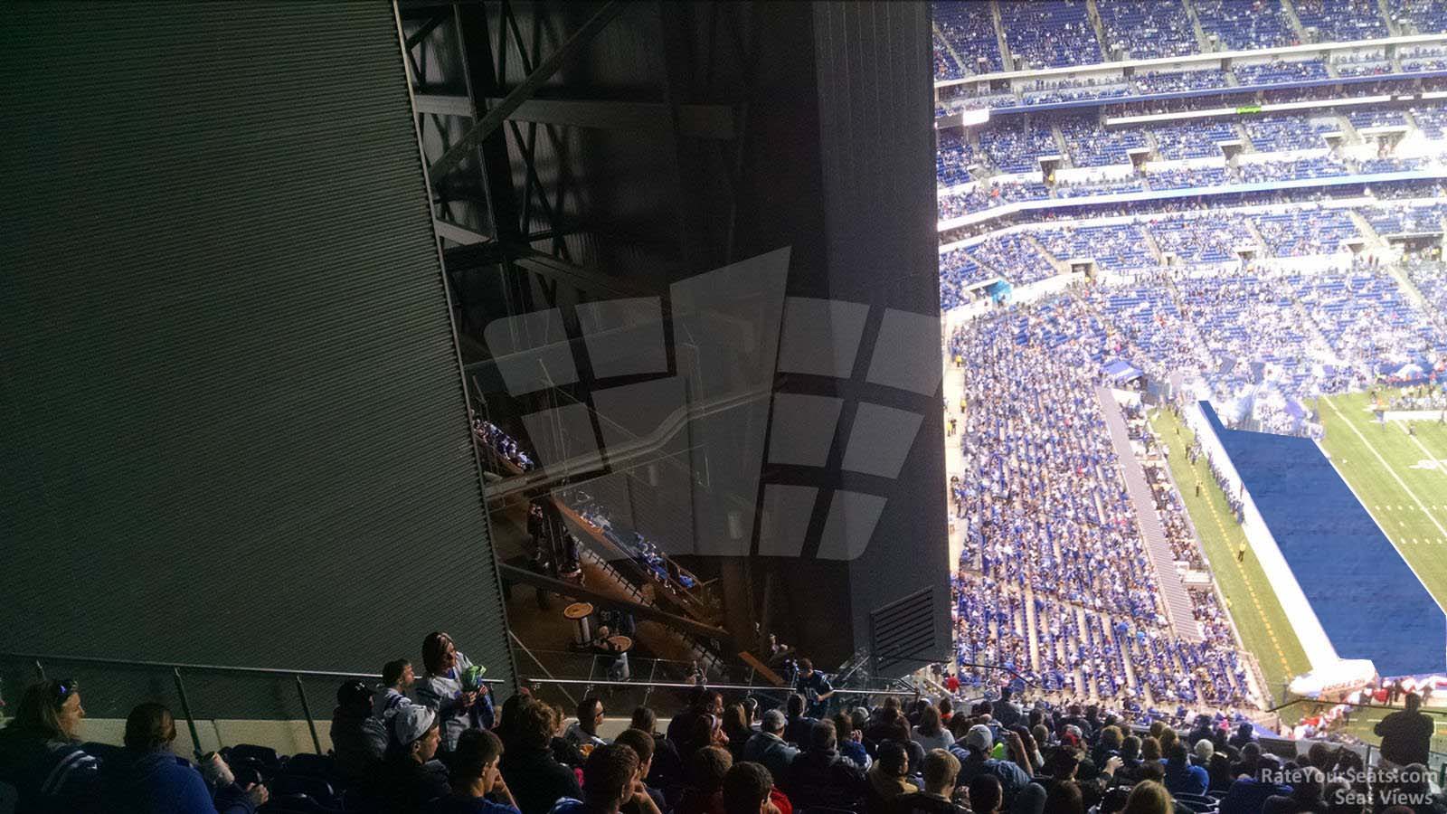 behind videoboard in section 619