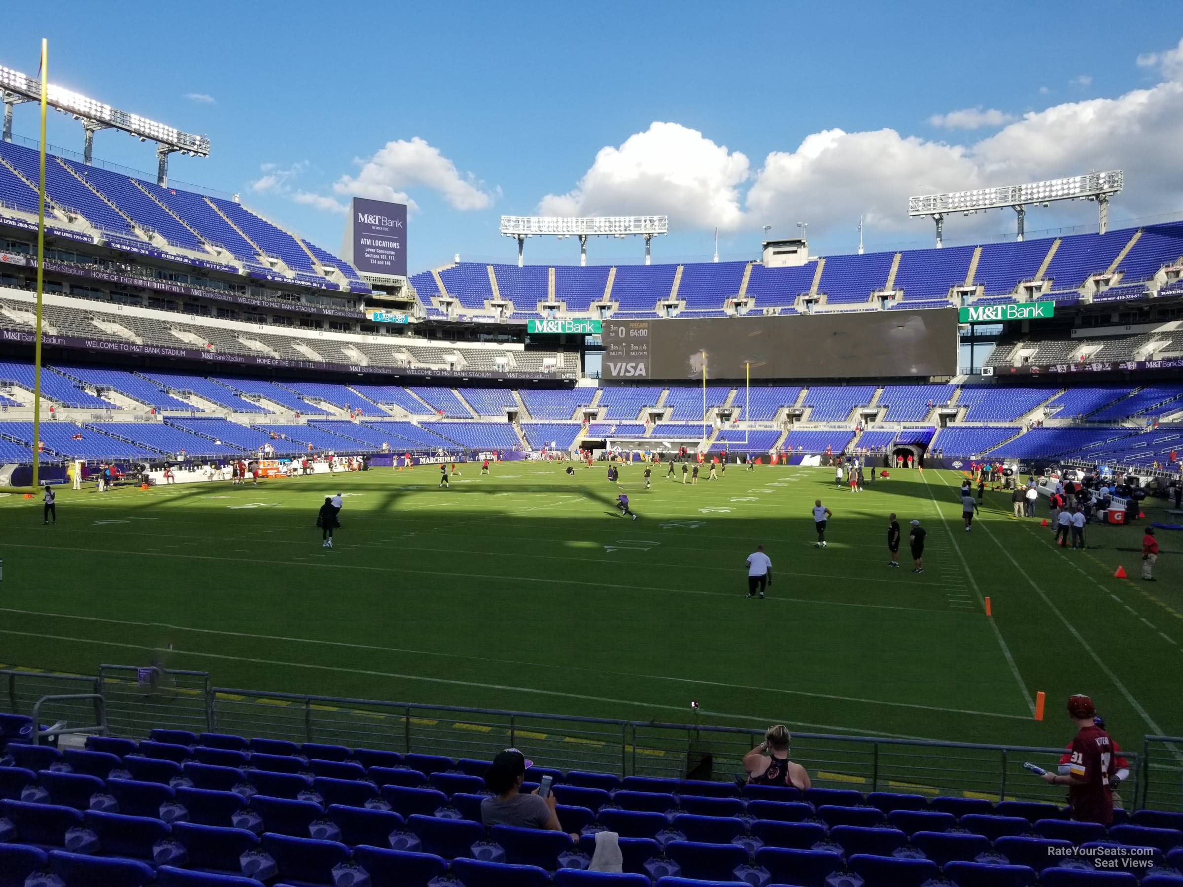 section 138, row 11 seat view for football - m&t bank stadium