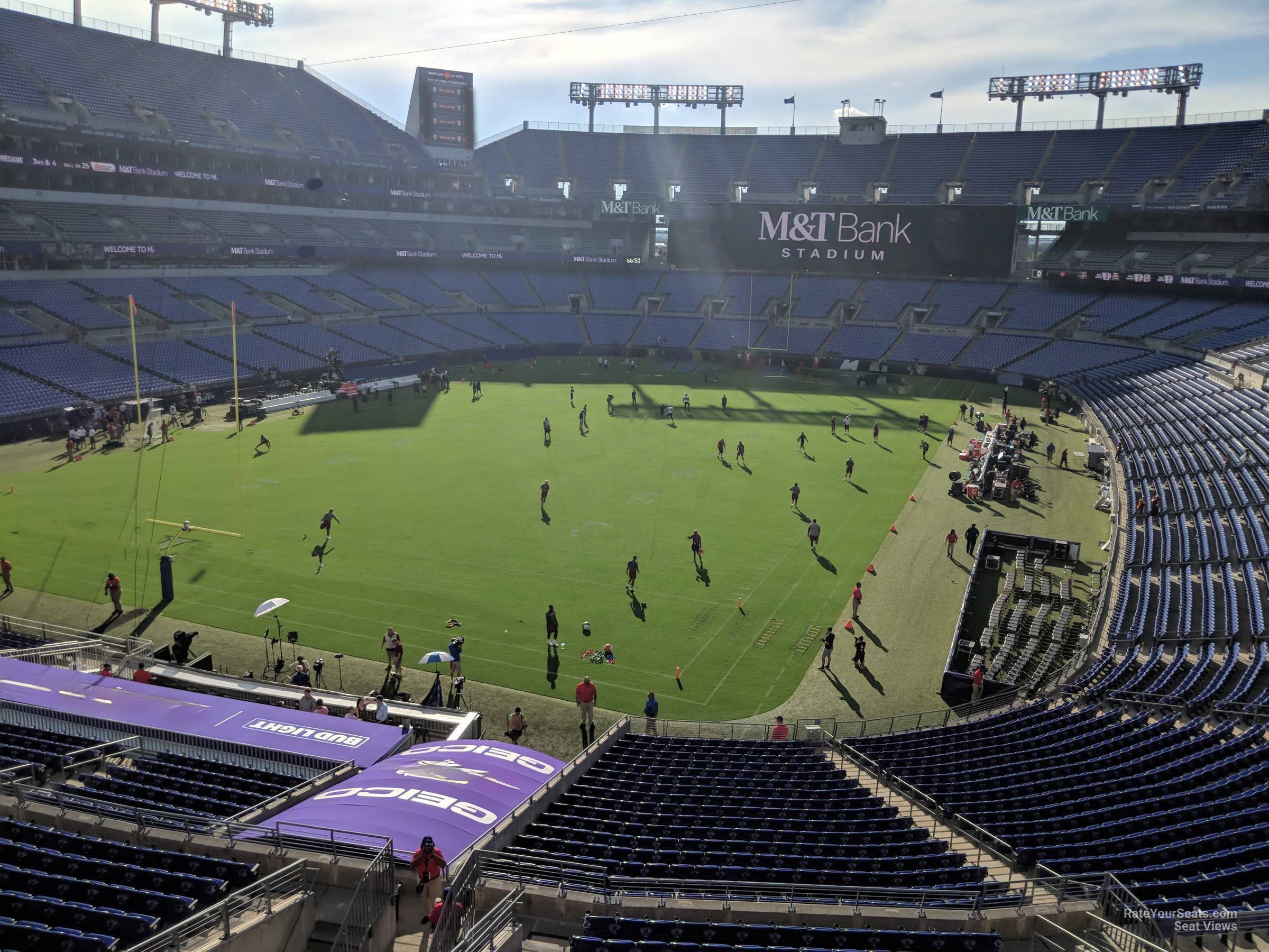 section 210, row 2 seat view for football - m&t bank stadium