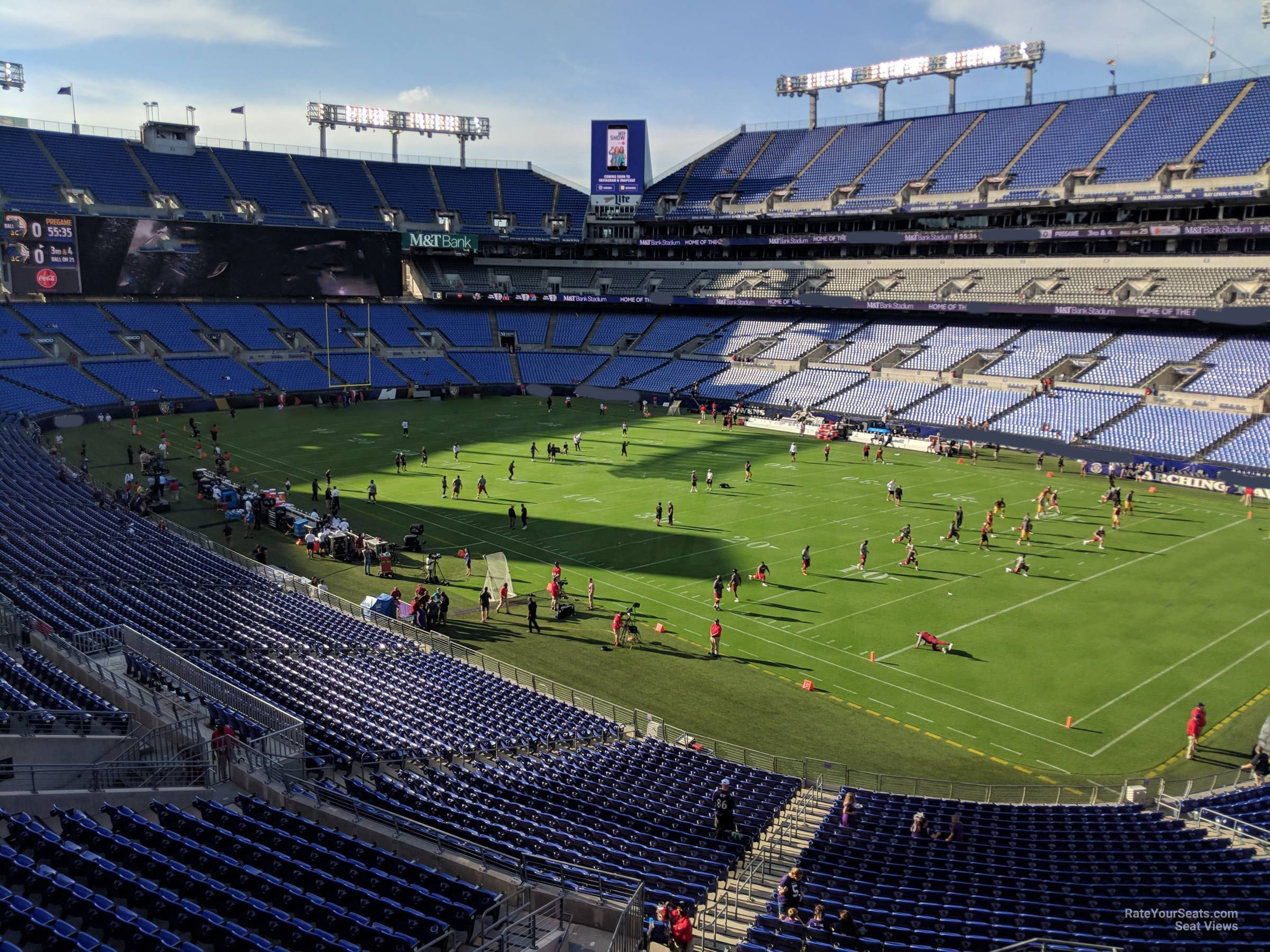section 220, row 2 seat view for football - m&t bank stadium