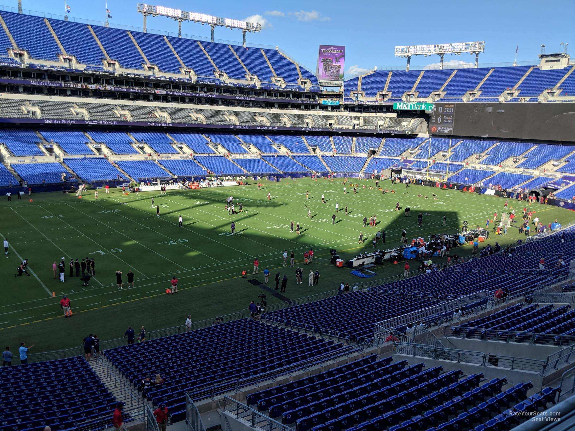 section 231, row 2 seat view for football - m&t bank stadium