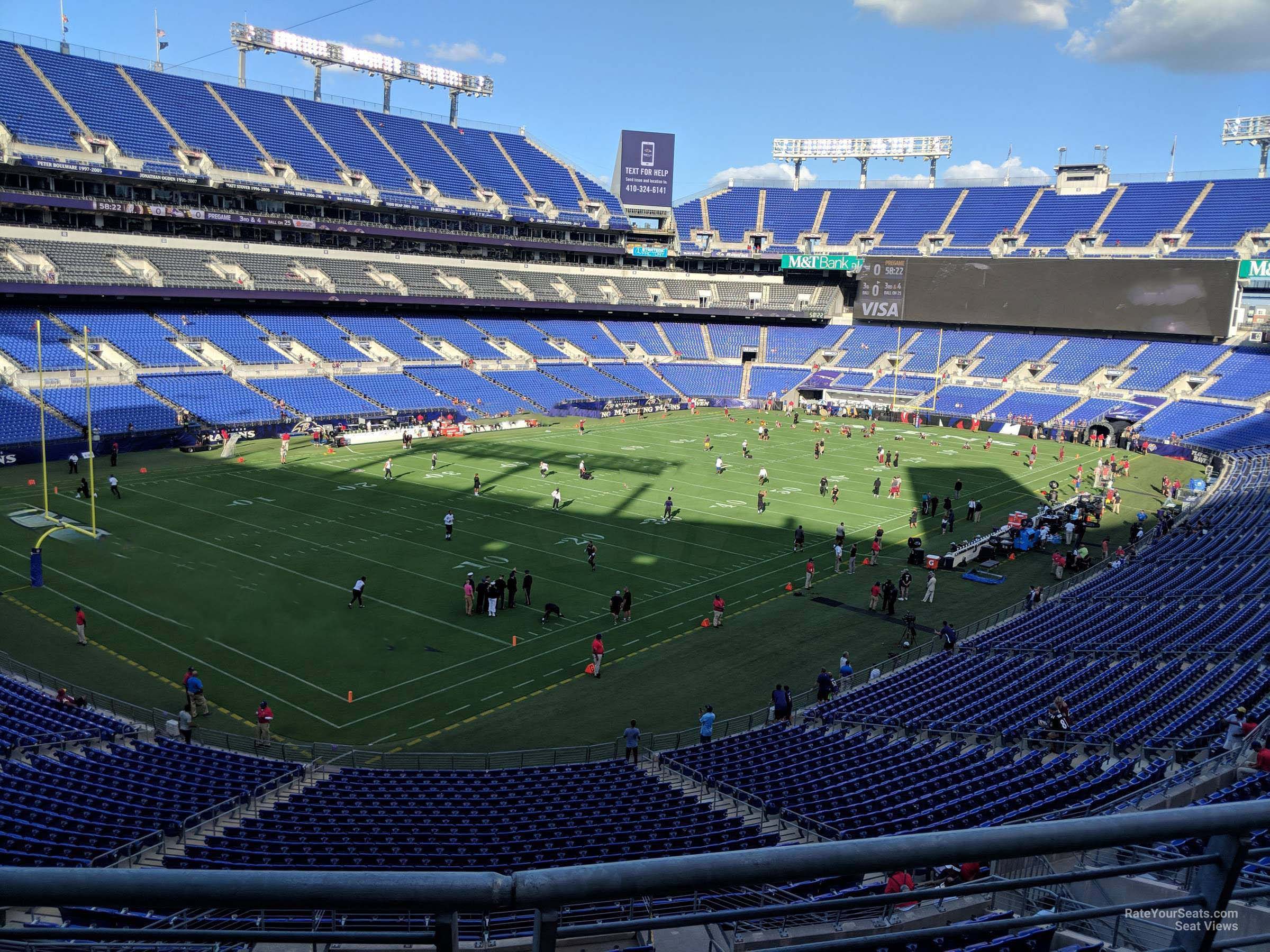 section 234, row 1 seat view for football - m&t bank stadium