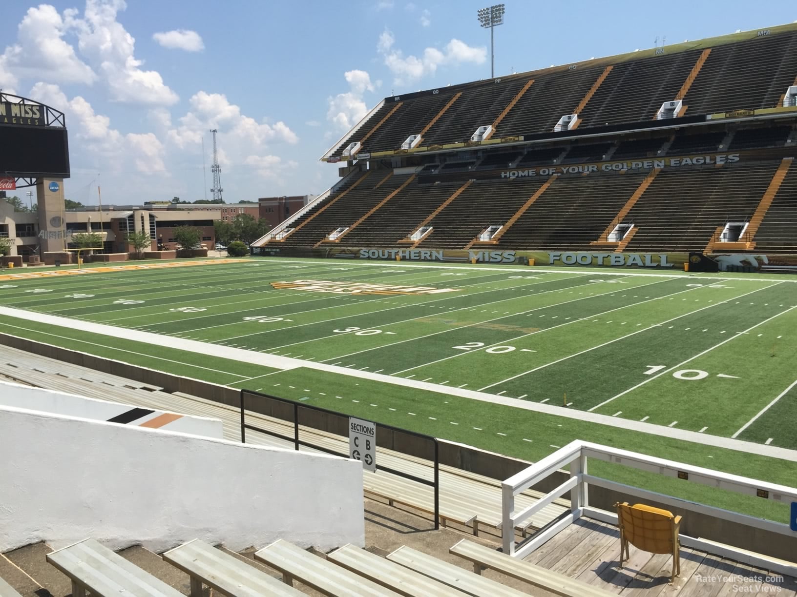 section b, row 19 seat view - m.m. roberts stadium