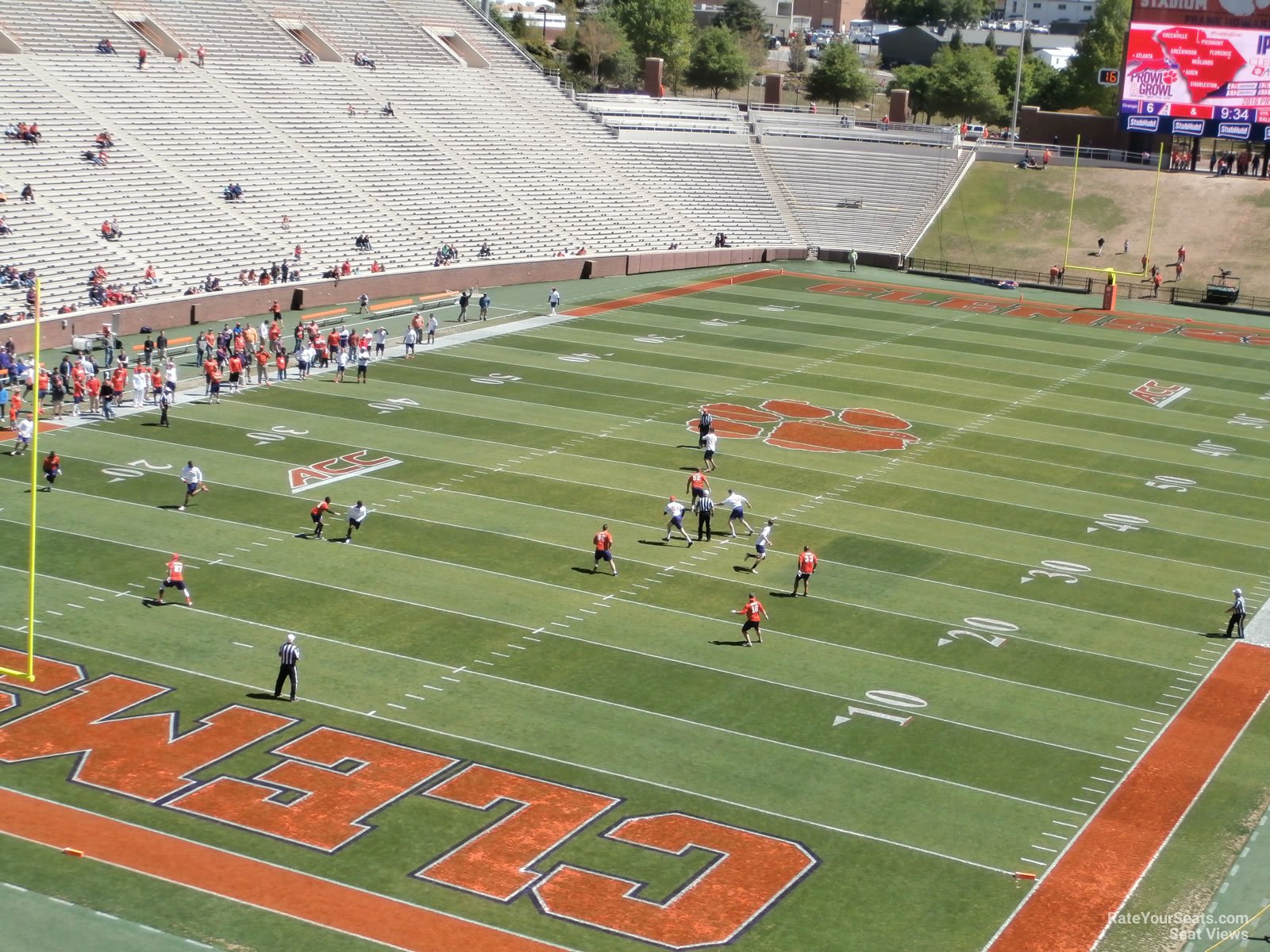 section 104, row d seat view  - clemson memorial stadium