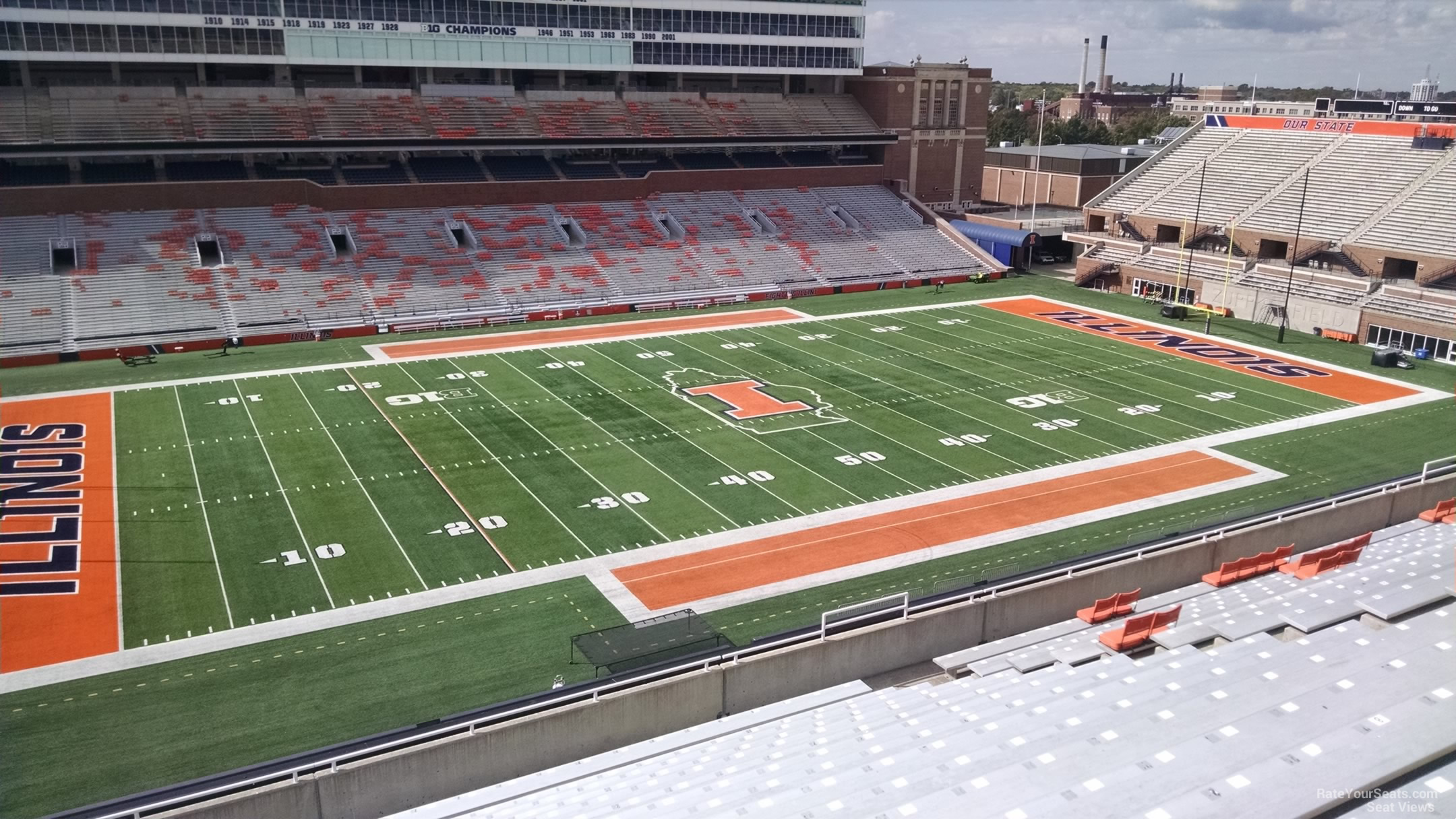 section 208, row 17 seat view  - memorial stadium (illinois)