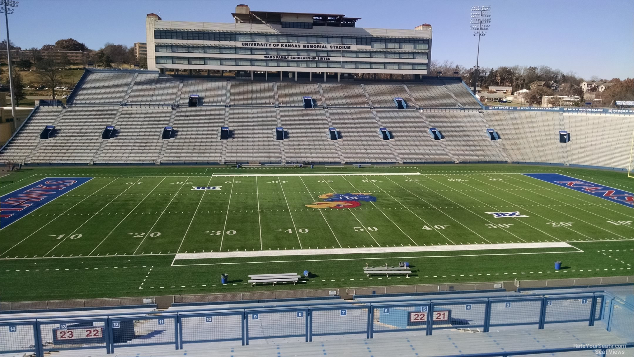 section 22, row 50 seat view  - memorial stadium (kansas)