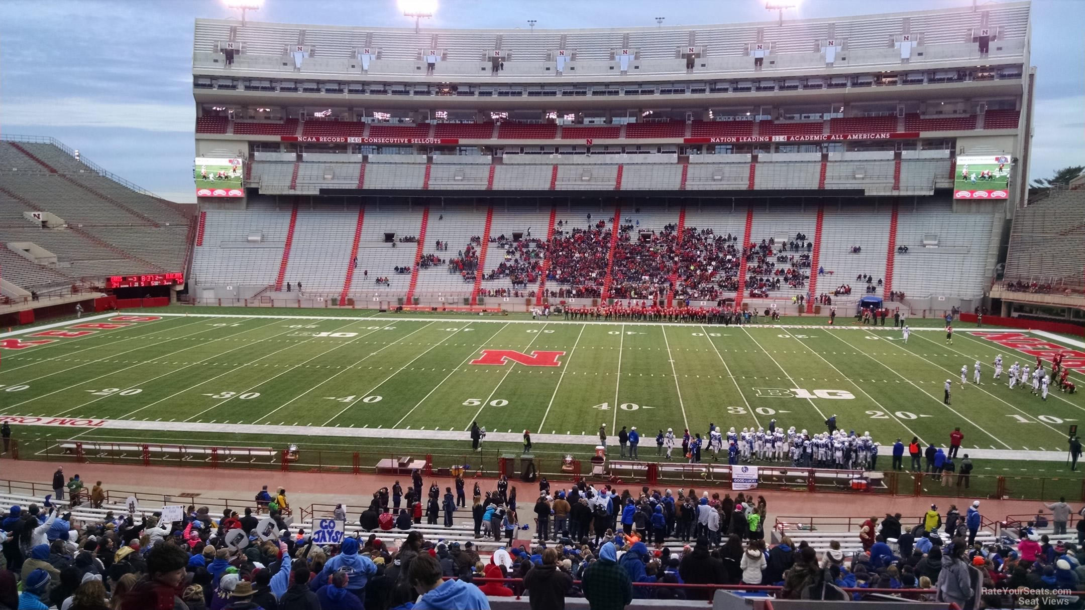 section 25, row 34 seat view  - memorial stadium (nebraska)