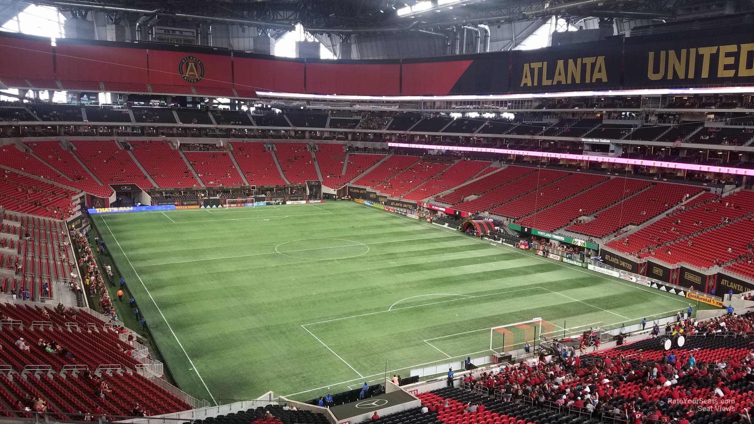 section 201, row 9 seat view  for soccer - mercedes-benz stadium