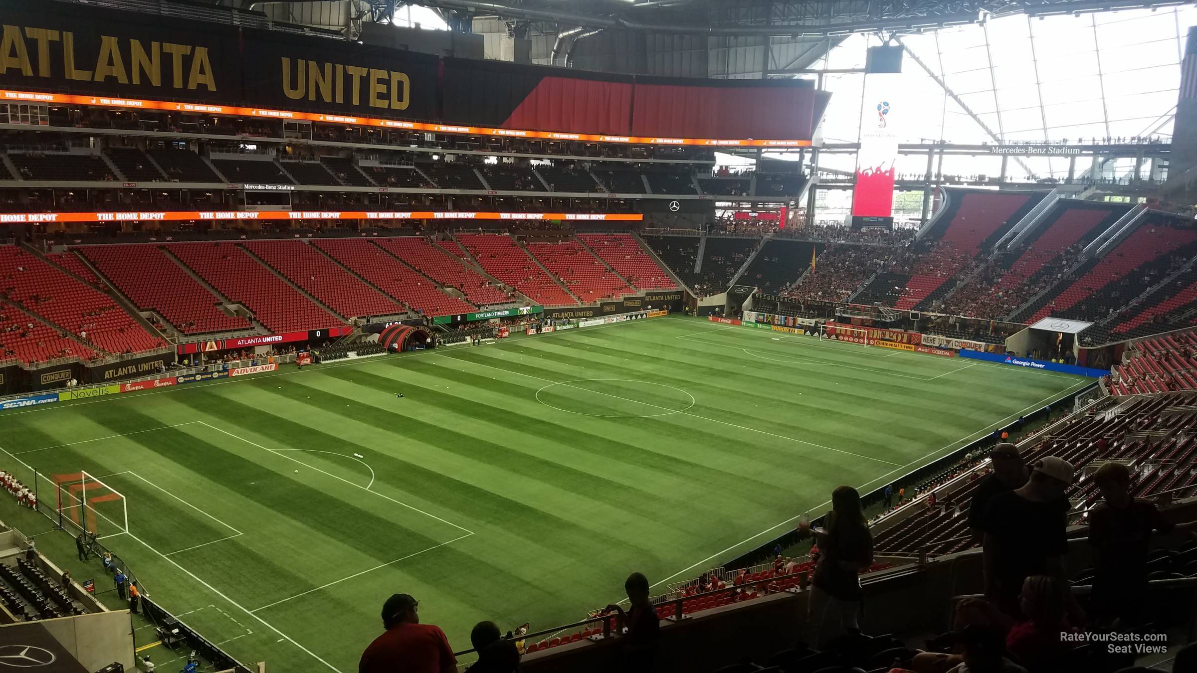 section 218, row 9 seat view  for soccer - mercedes-benz stadium