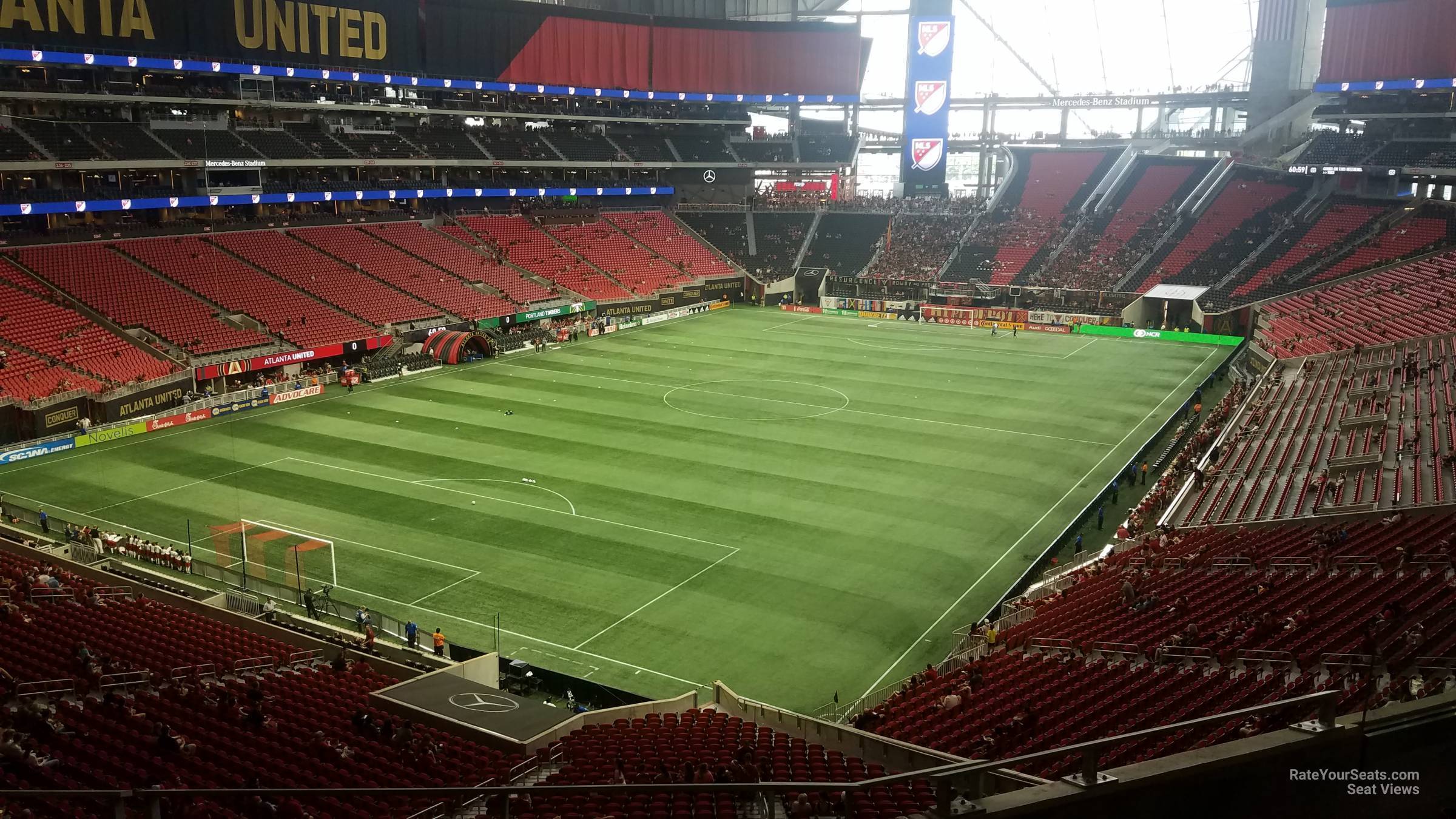 section 220, row 9 seat view  for soccer - mercedes-benz stadium