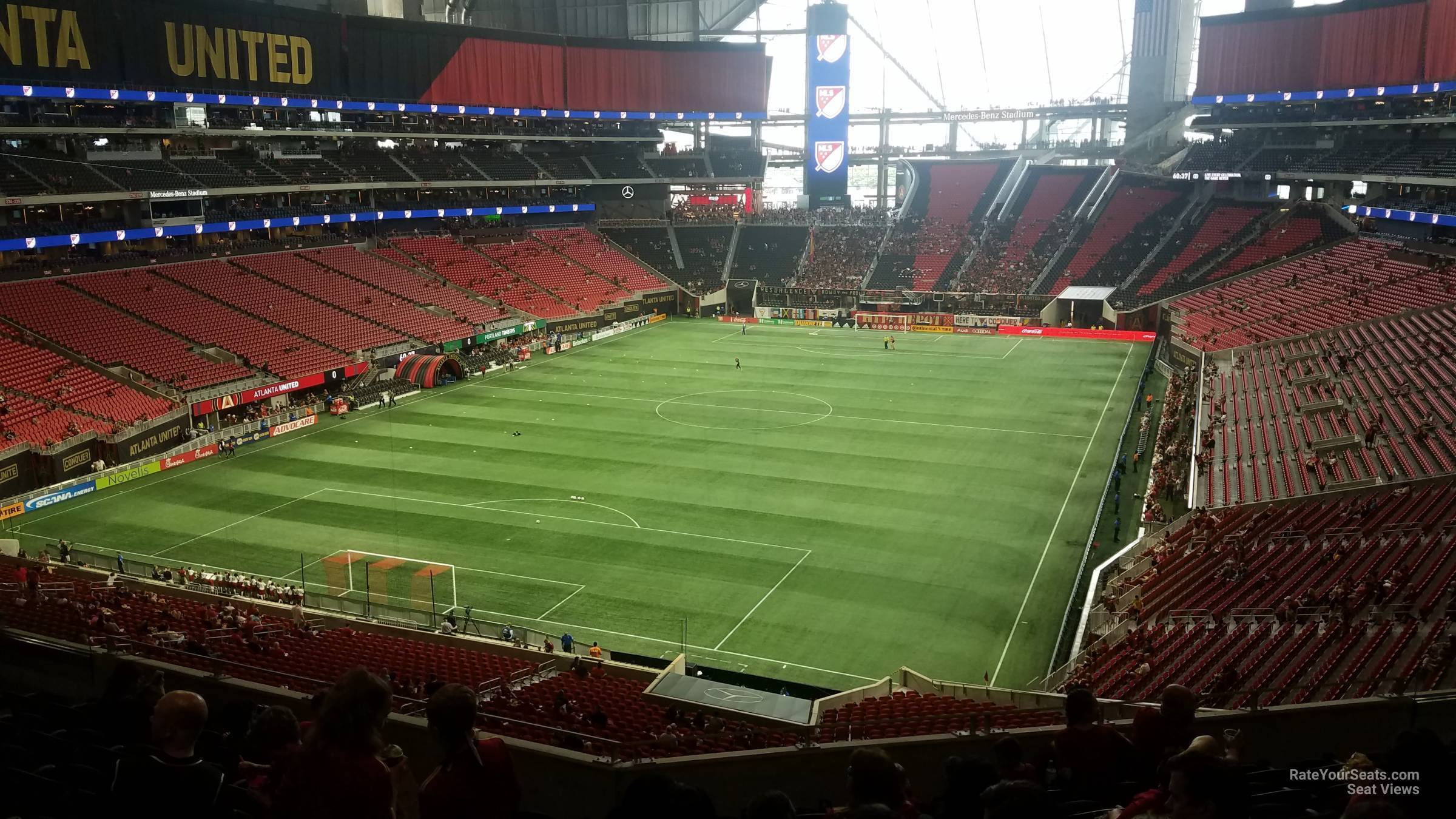 section 221, row 9 seat view  for soccer - mercedes-benz stadium