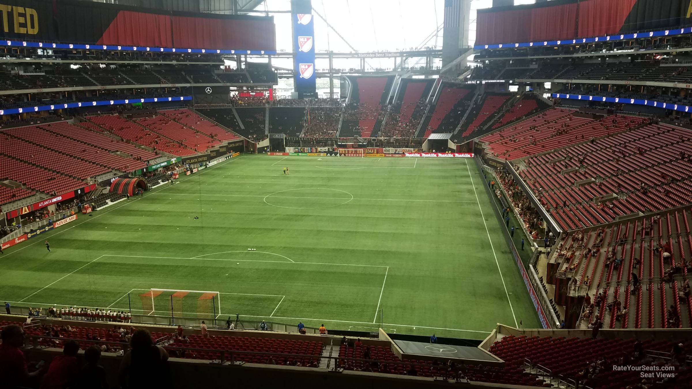 section 222, row 9 seat view  for soccer - mercedes-benz stadium