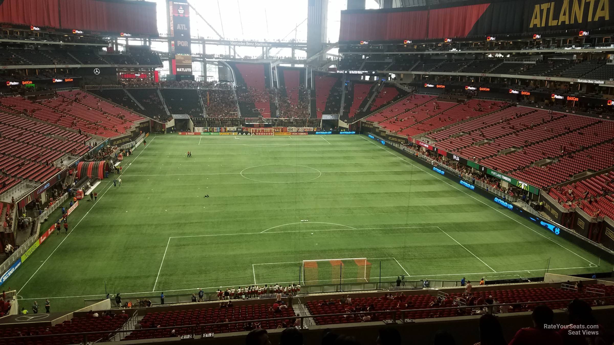 section 225, row 9 seat view  for soccer - mercedes-benz stadium