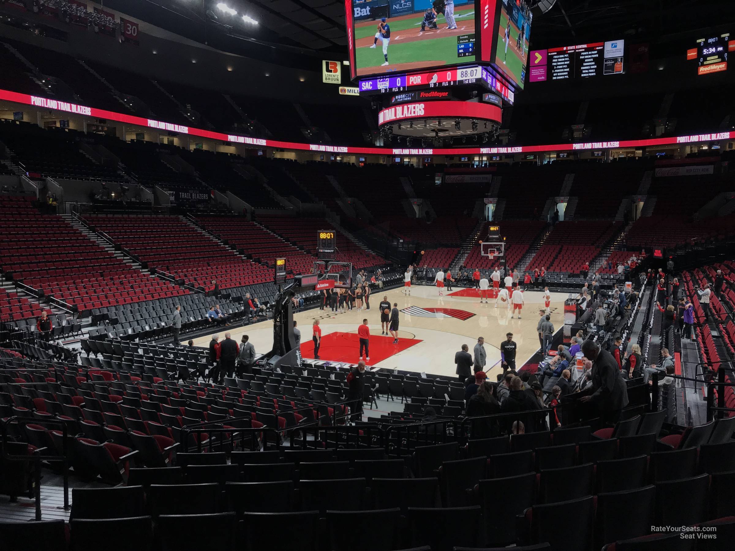 section 105, row j seat view  for basketball - moda center (rose garden)