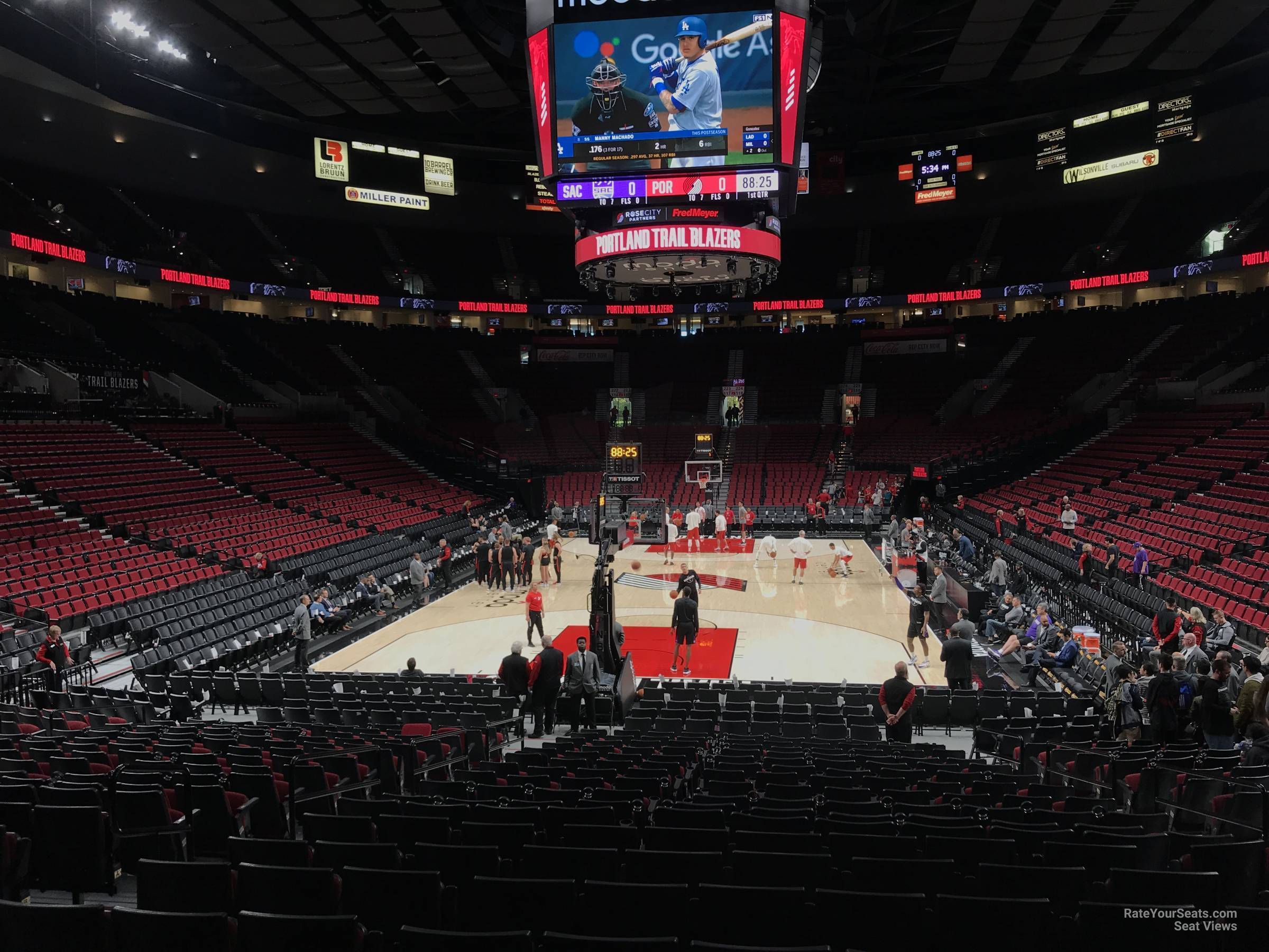 section 106, row j seat view  for basketball - moda center (rose garden)